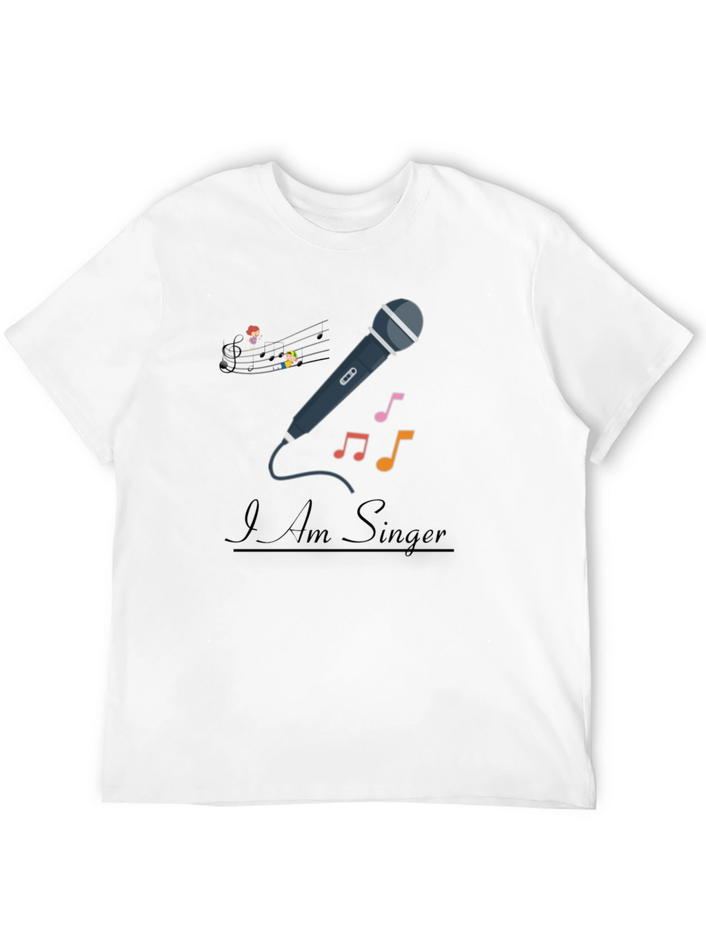 I Am Singer T-Shirt - Musical Notes Microphone Design