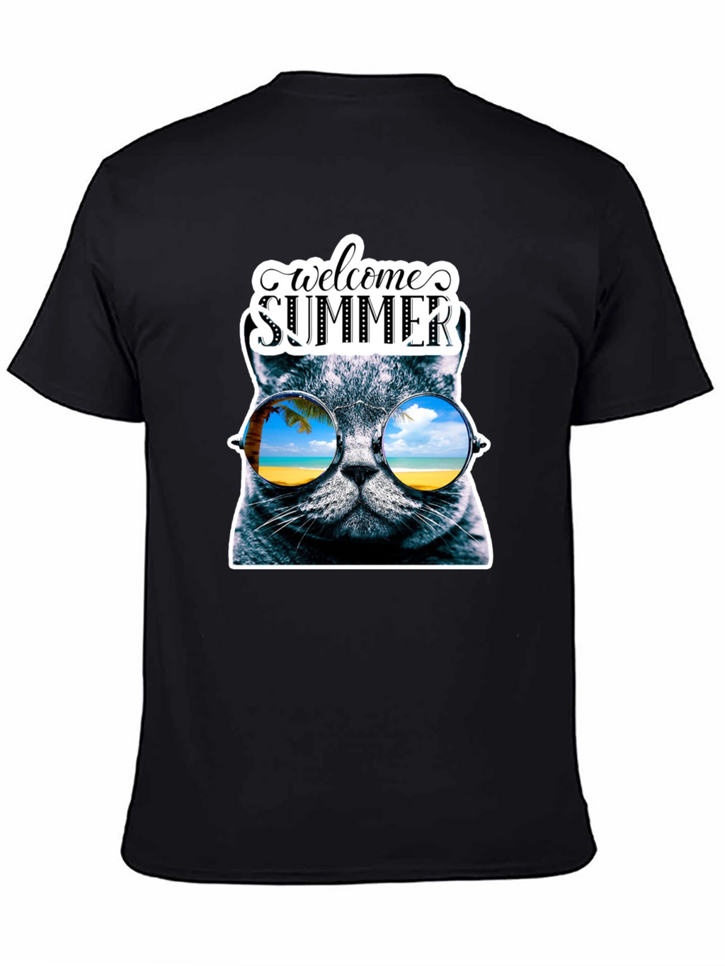 Welcome Summer Cat Graphic T-Shirt