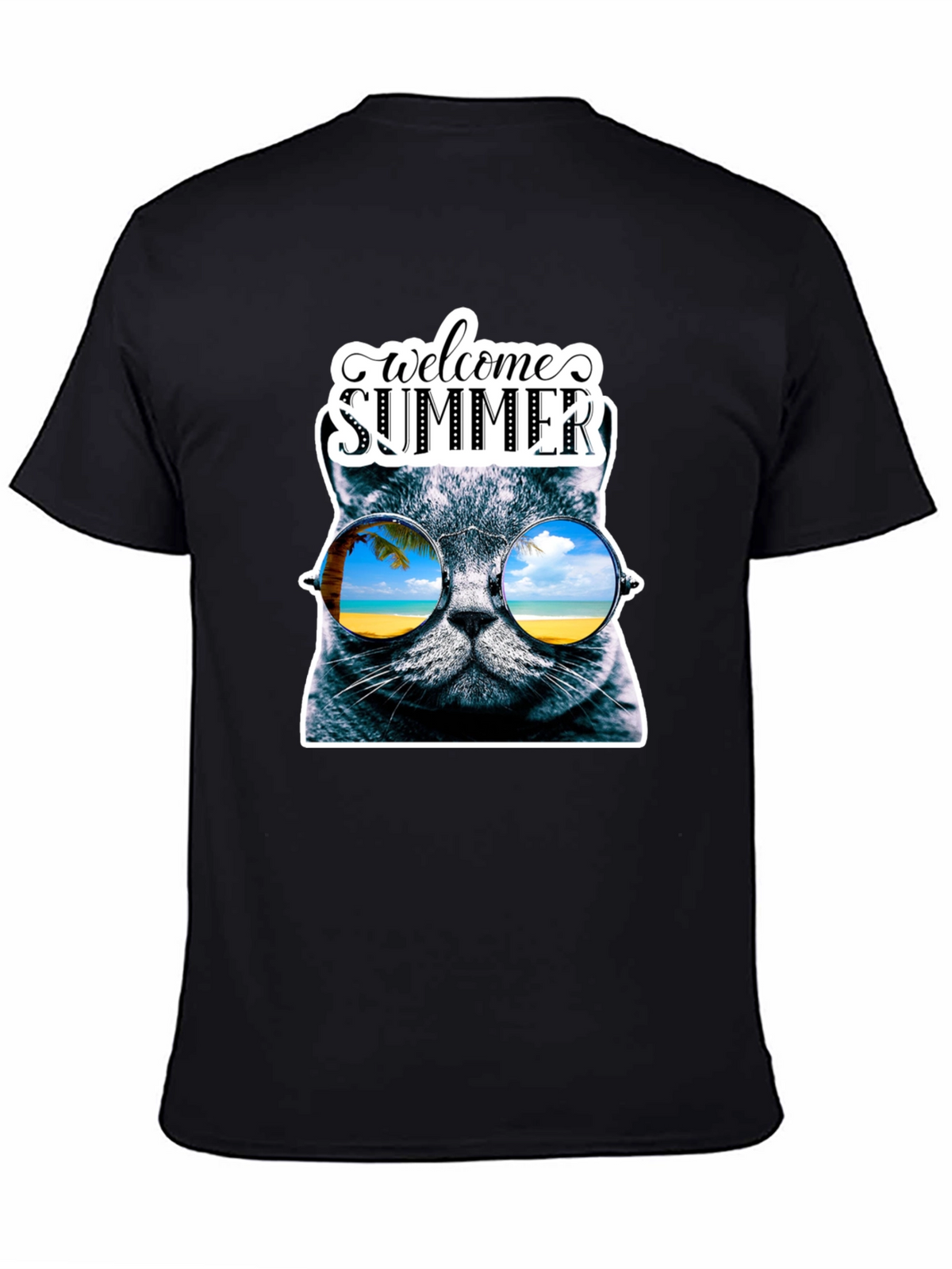 Welcome Summer Cat Graphic T-Shirt