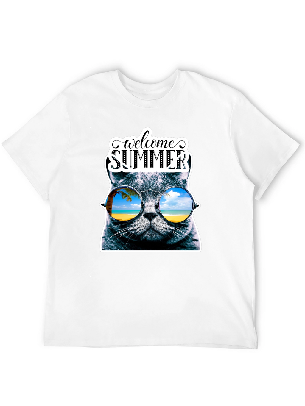 Welcome Summer Cat Graphic T-Shirt