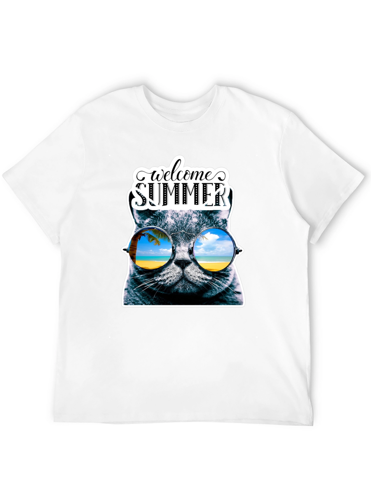 Welcome Summer Cat Graphic T-Shirt