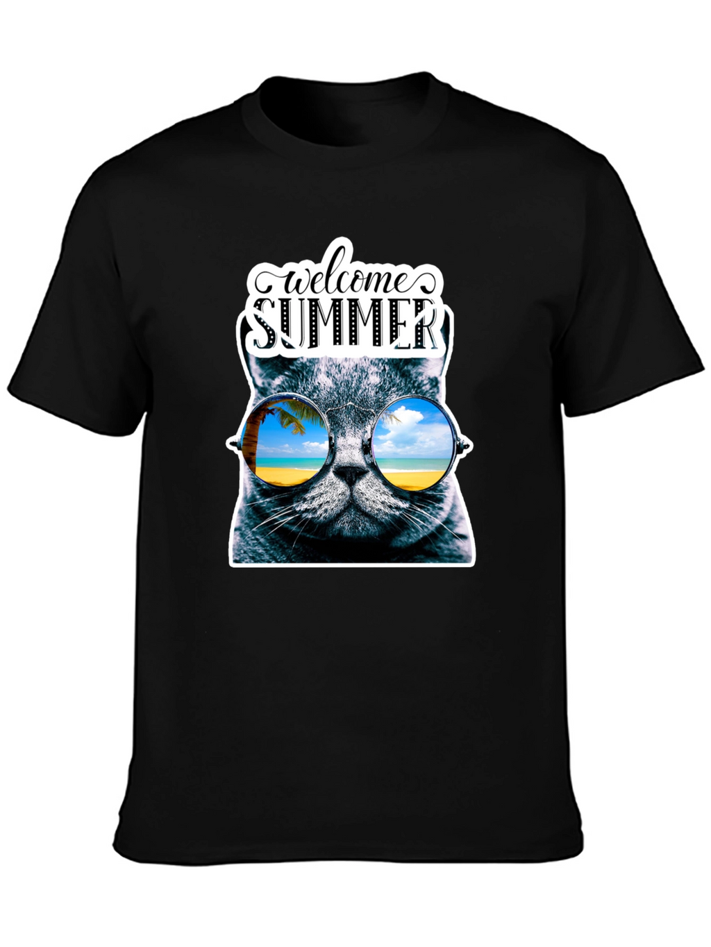 Welcome Summer Cat Graphic T-Shirt