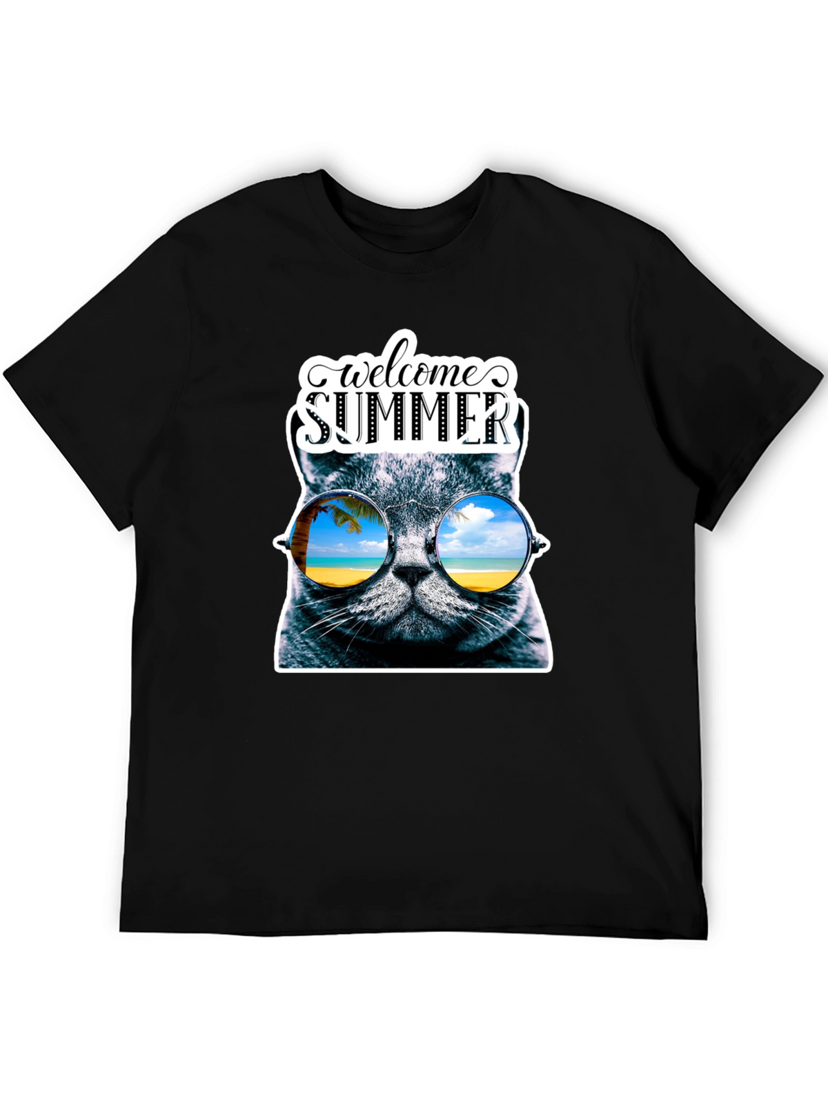 Welcome Summer Cat Graphic T-Shirt