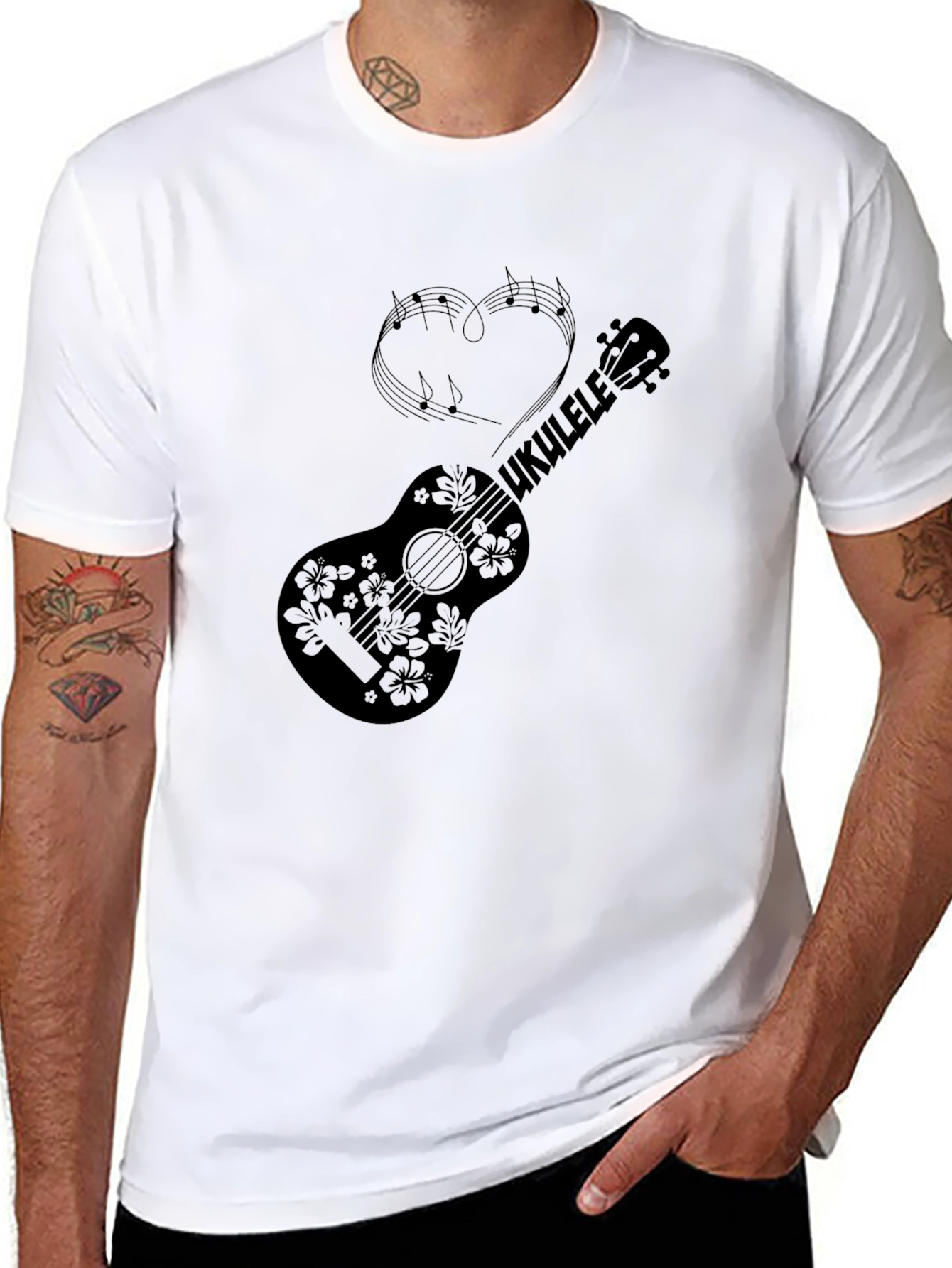 Ukulele Heart Music Graphic T-Shirt