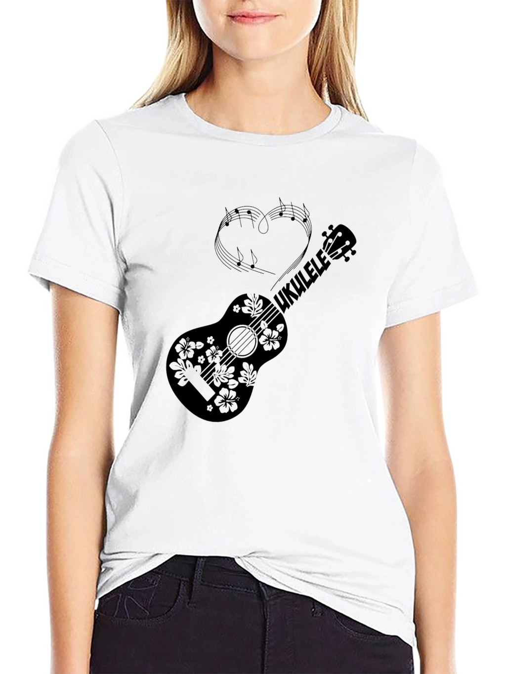Ukulele Heart Music Graphic T-Shirt