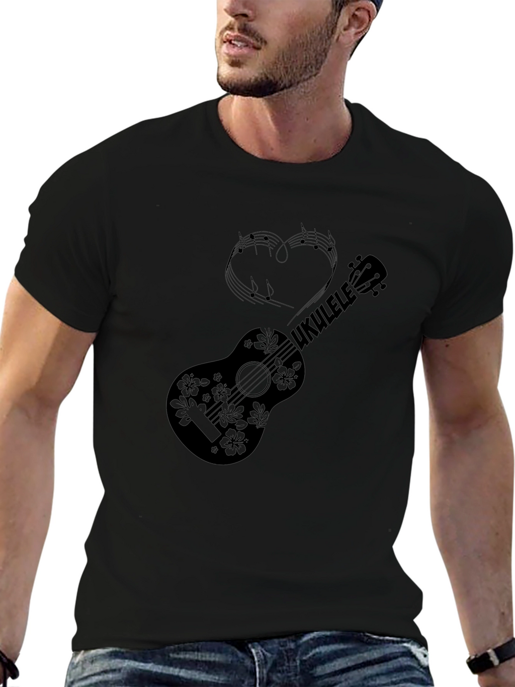 Ukulele Heart Music Graphic T-Shirt