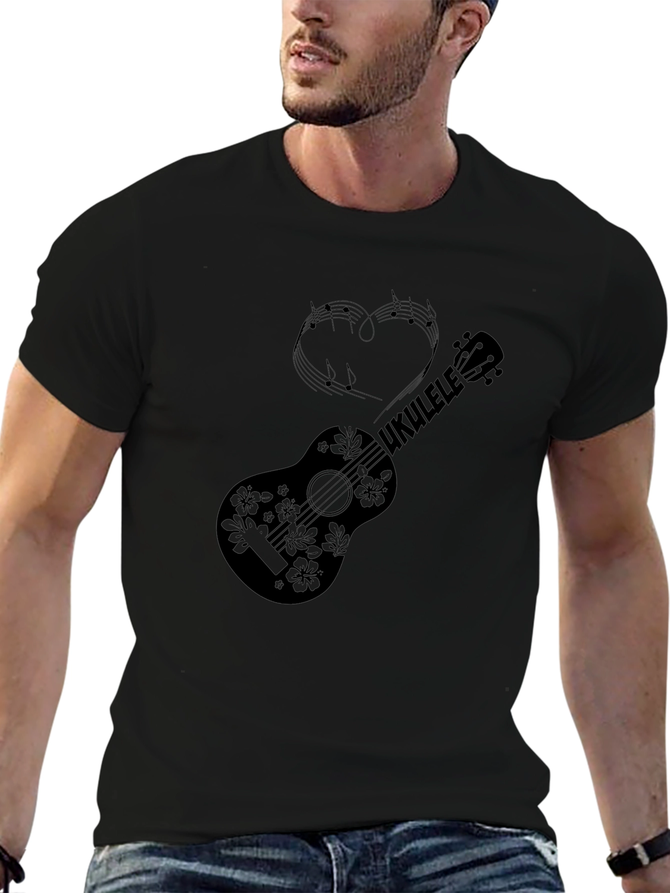Ukulele Heart Music Graphic T-Shirt