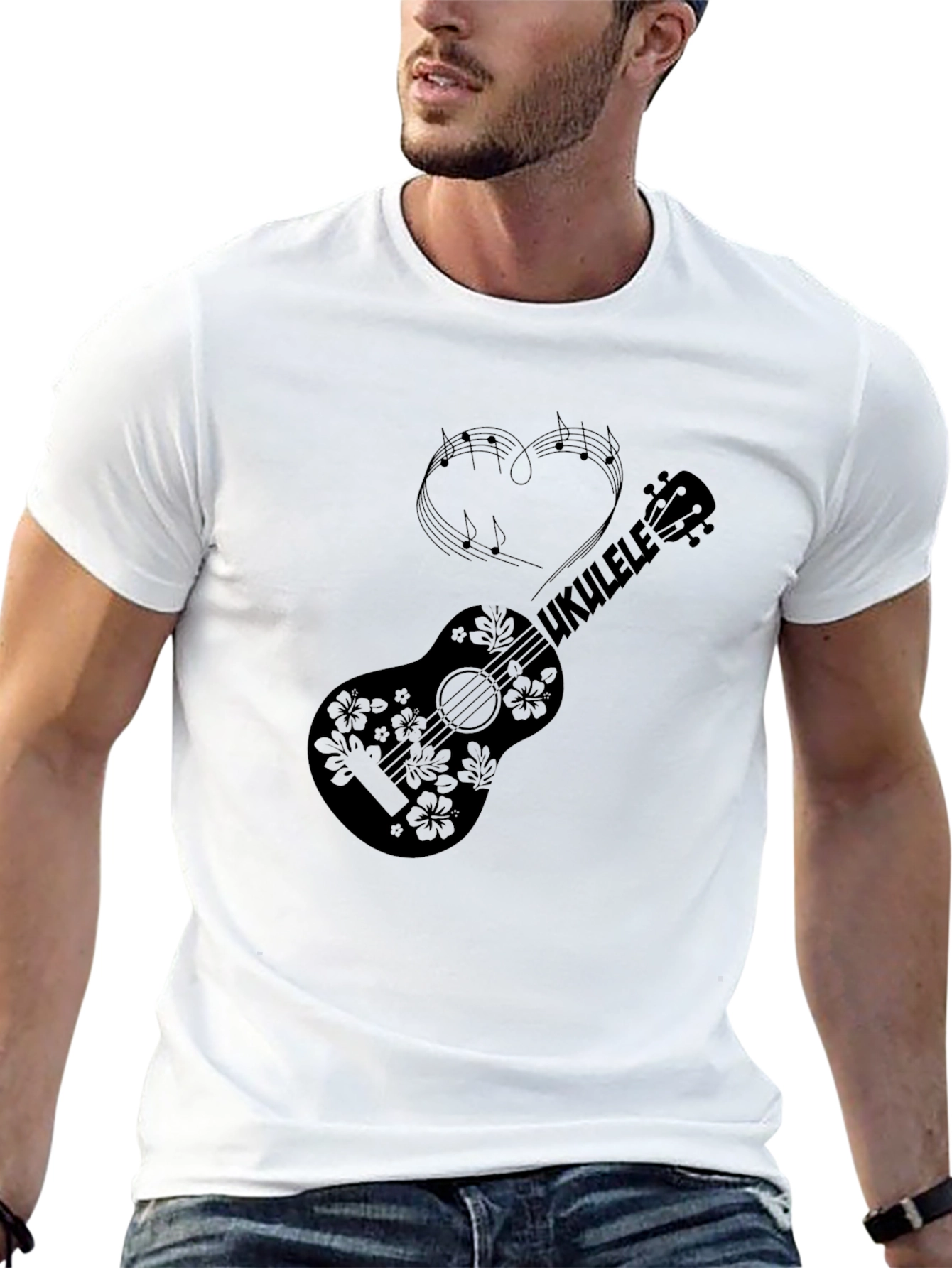 Ukulele Heart Music Graphic T-Shirt
