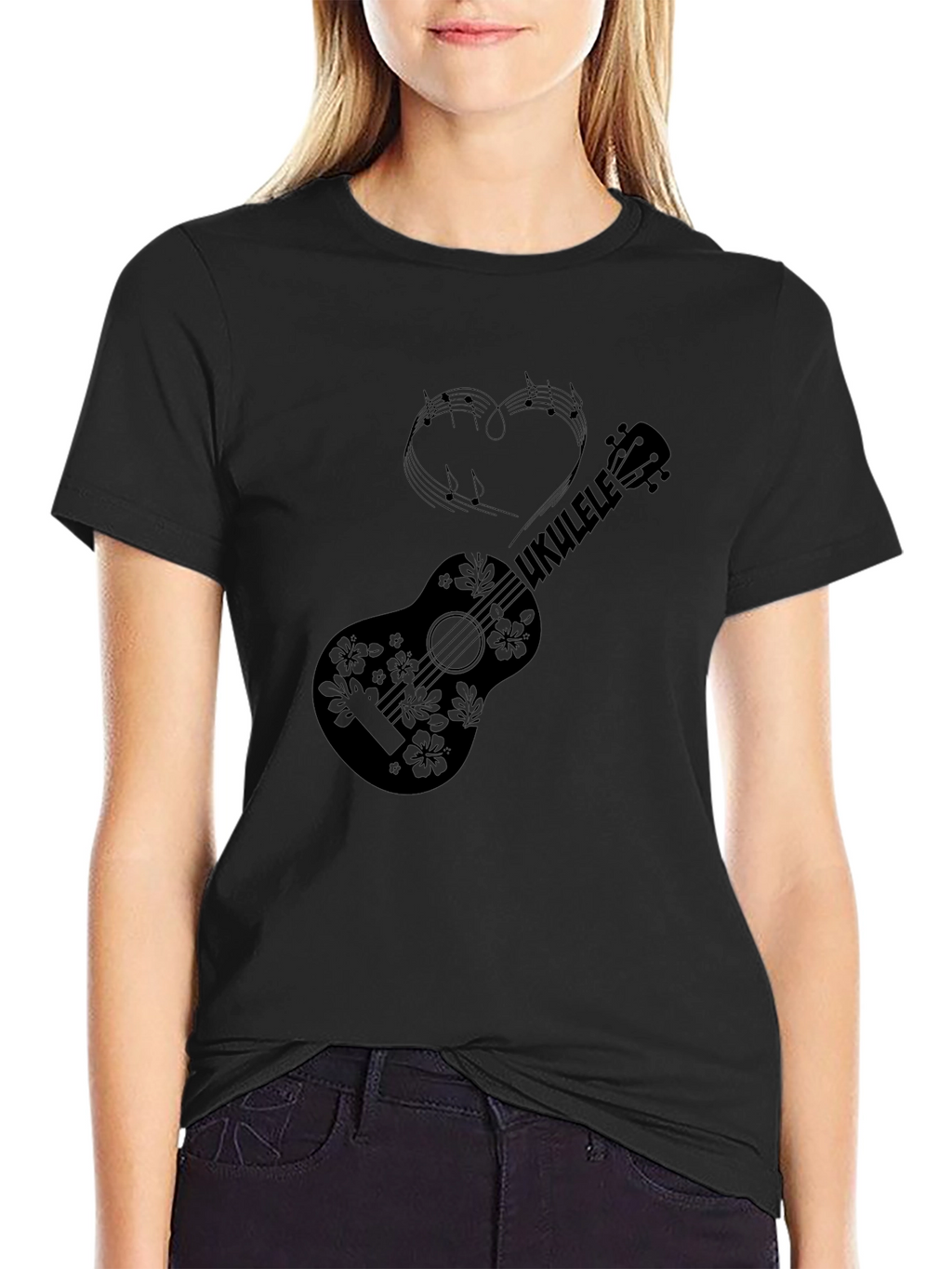 Ukulele Heart Music Graphic T-Shirt
