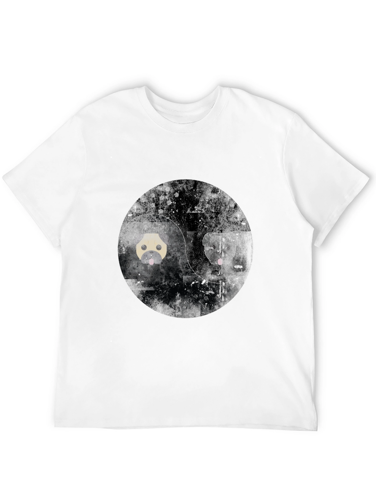 Yin Yang Pug Graphic Tee - Black Cotton