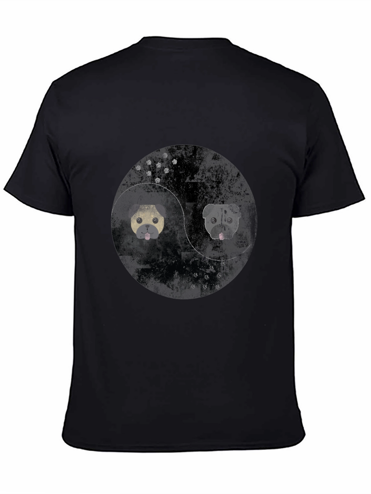 Yin Yang Pug Graphic Tee - Black Cotton