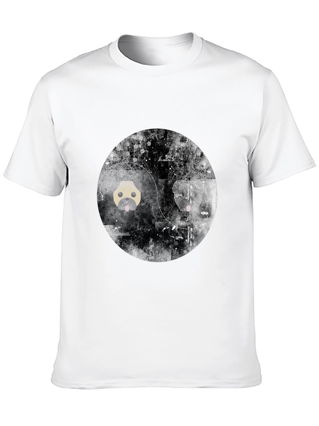 Yin Yang Pug Graphic Tee - Black Cotton