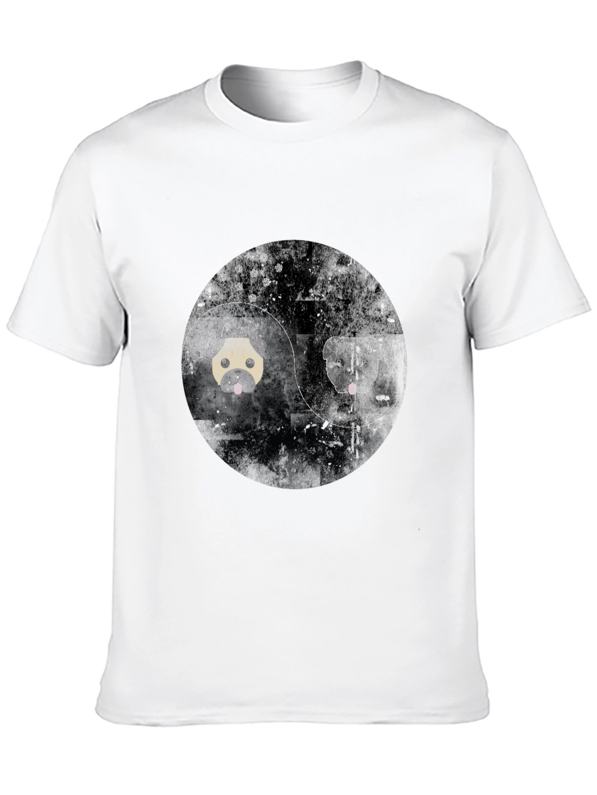 Yin Yang Pug Graphic Tee - Black Cotton