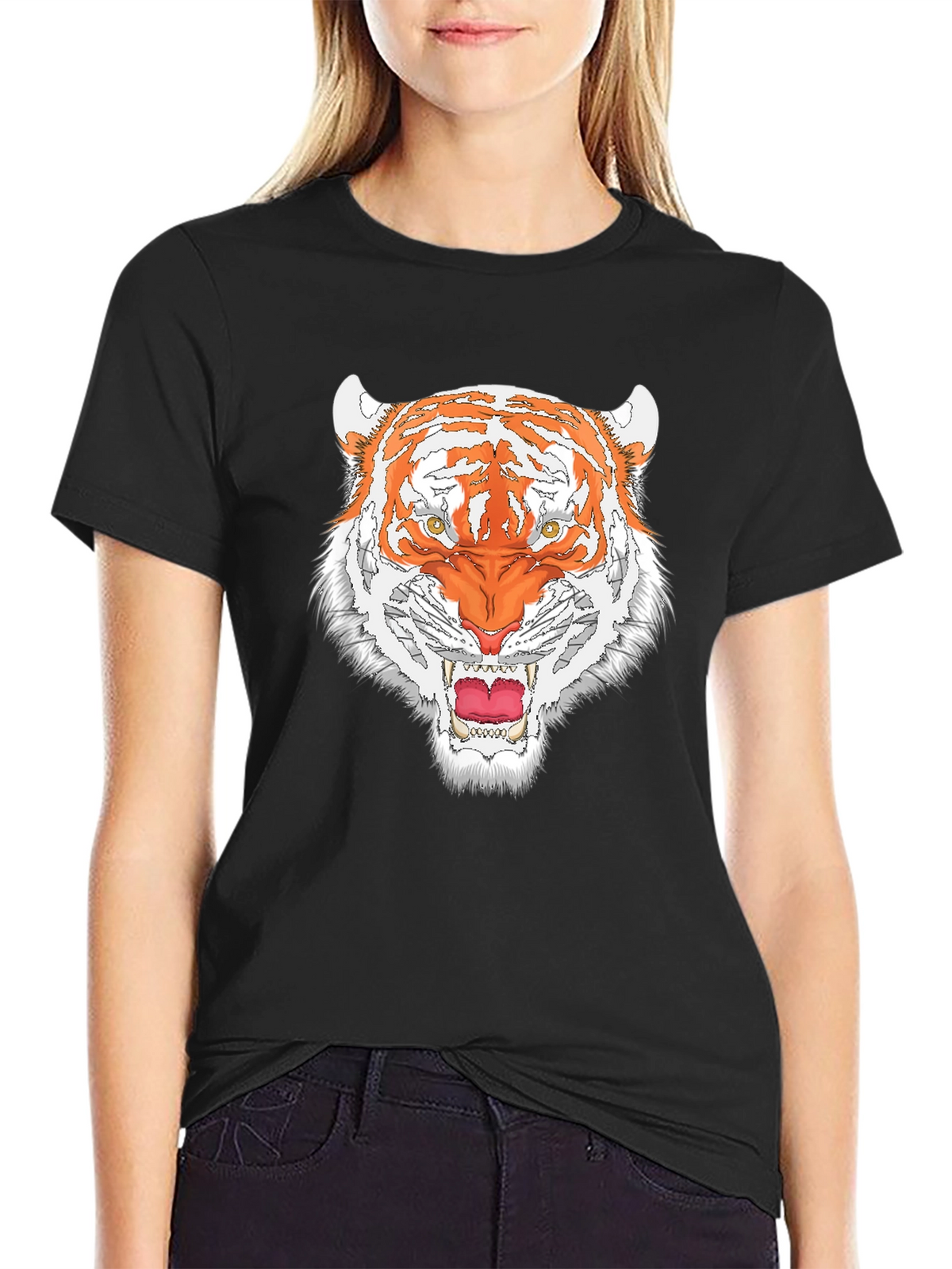 Bold Tiger Graphic Tee - Black