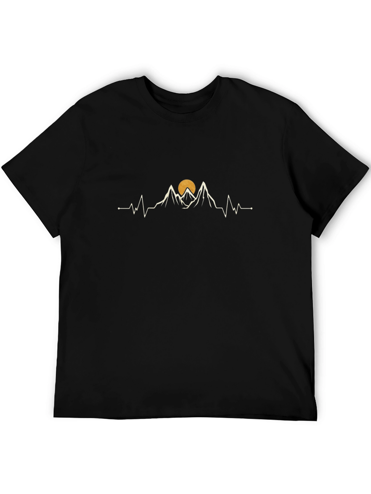 Mountain Peak Heartbeat Graphic Tee - Black