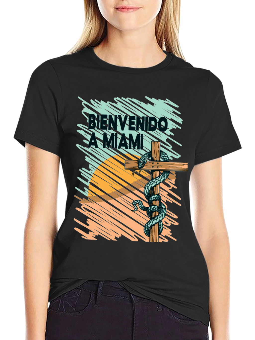 Bienvenido a Miami T-Shirt Snake Graphic Tee