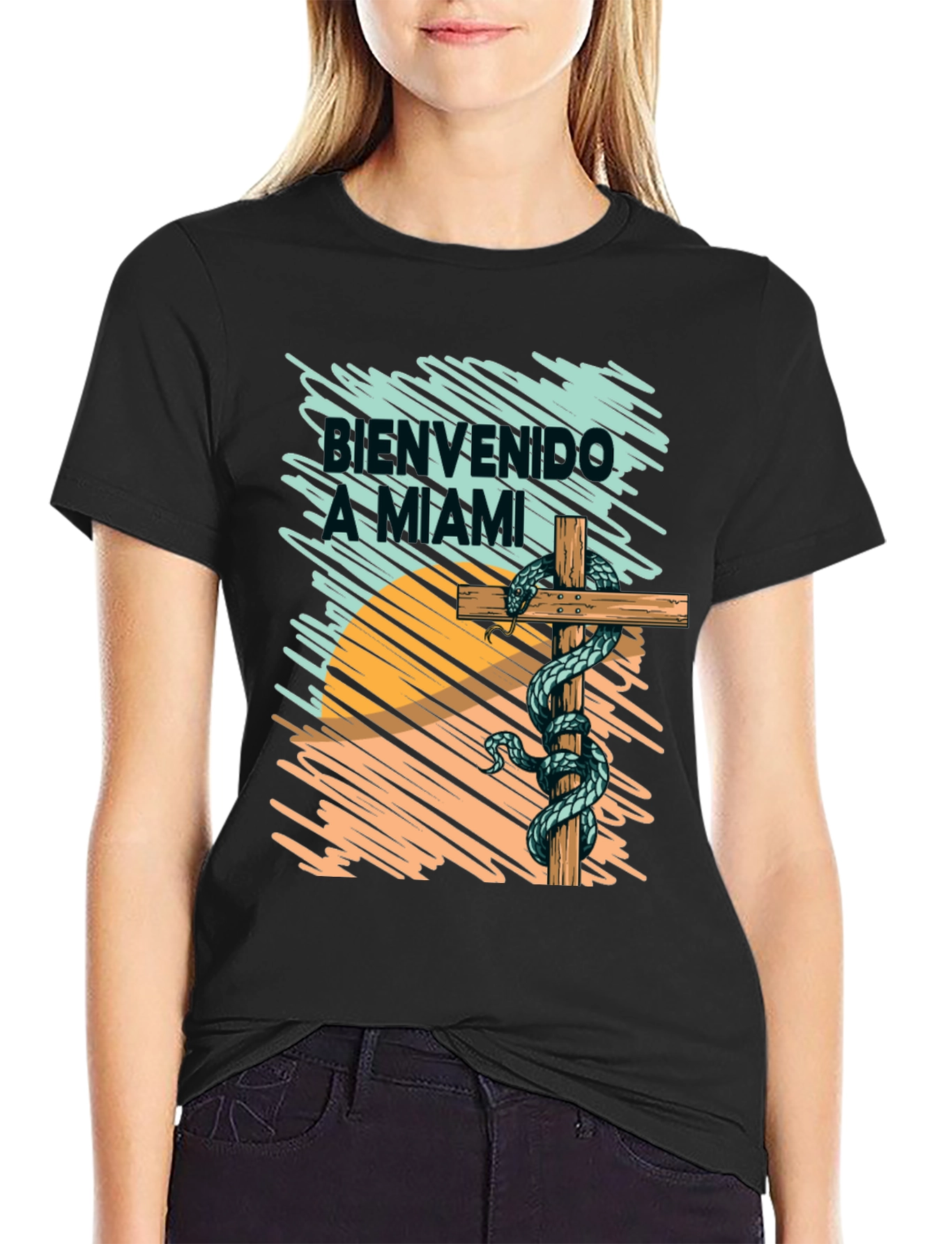 Bienvenido a Miami T-Shirt Snake Graphic Tee