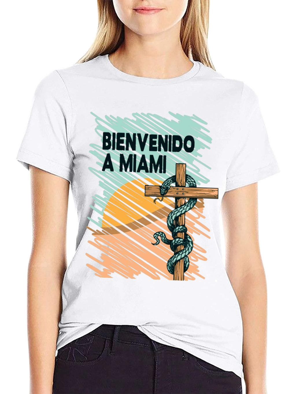 Bienvenido a Miami T-Shirt Snake Graphic Tee