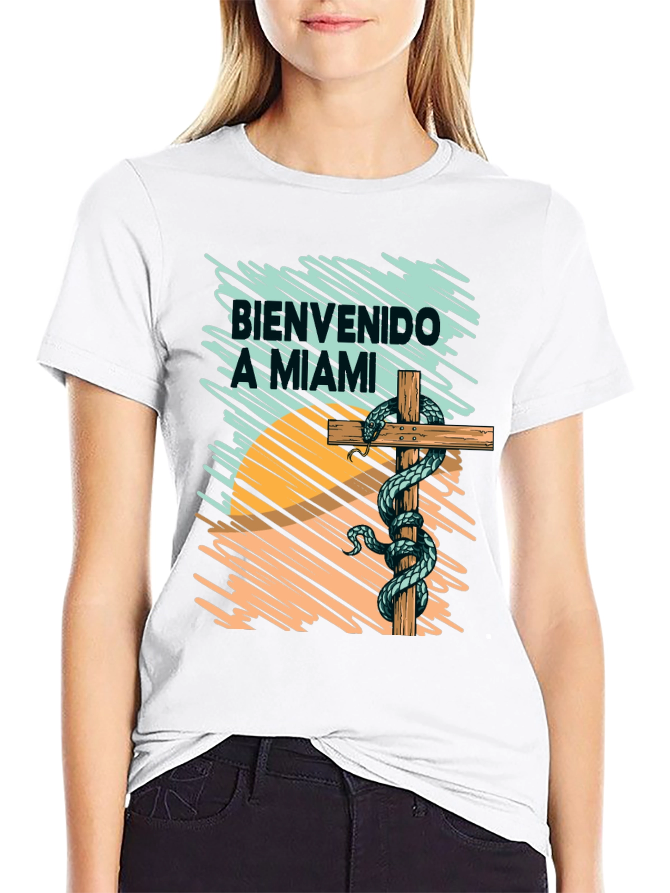 Bienvenido a Miami T-Shirt Snake Graphic Tee