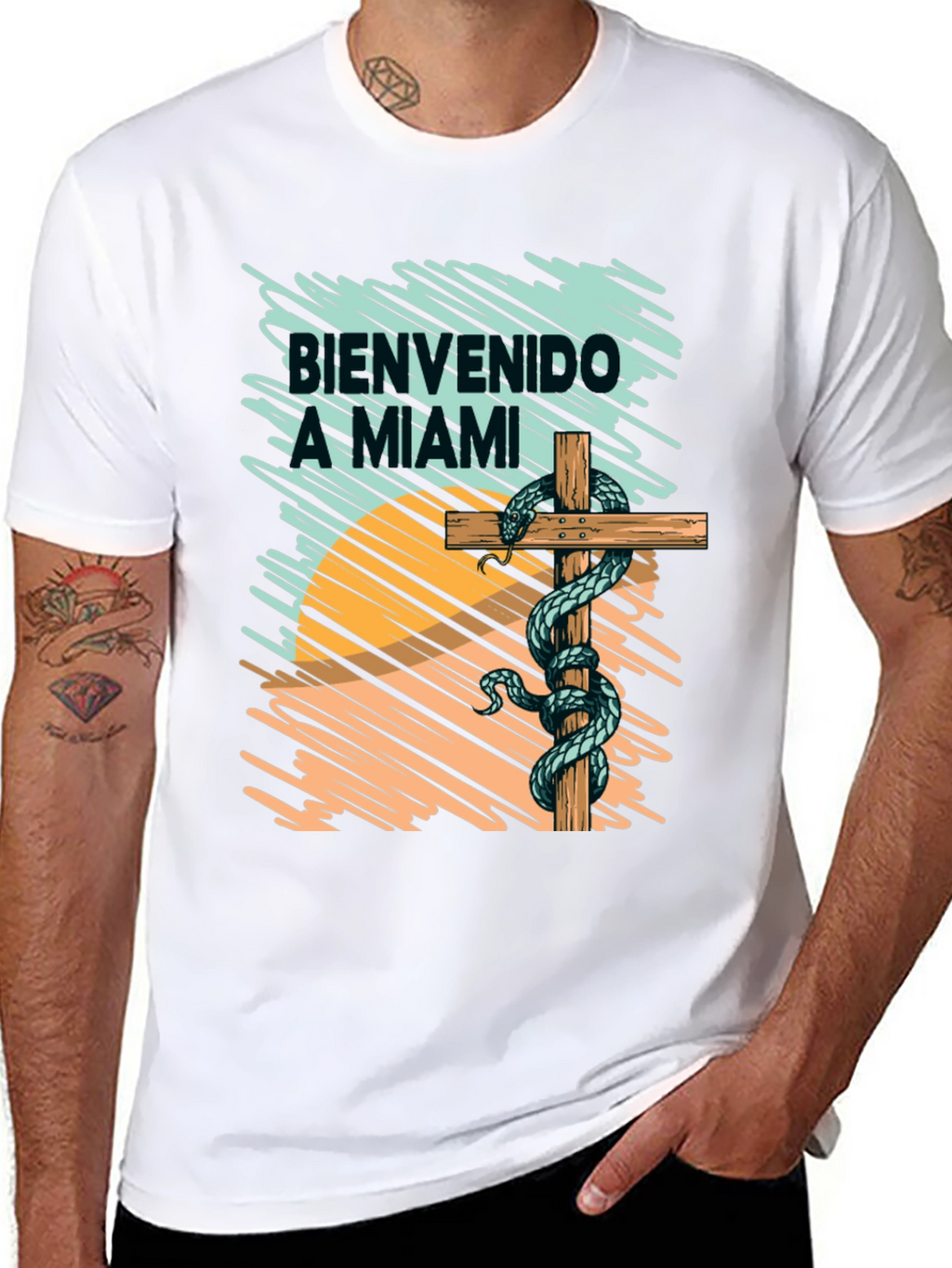 Bienvenido a Miami T-Shirt Snake Graphic Tee