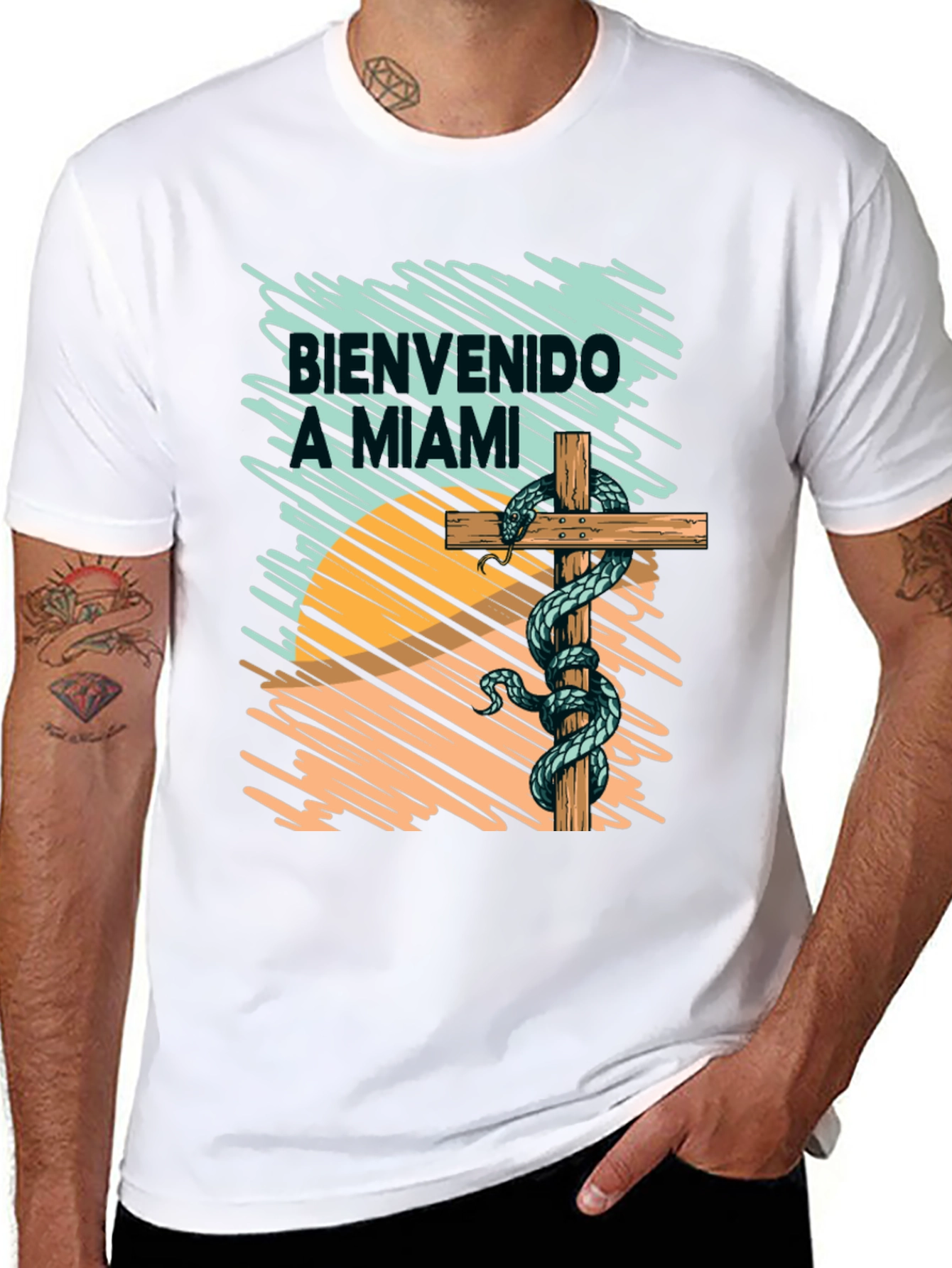 Bienvenido a Miami T-Shirt Snake Graphic Tee