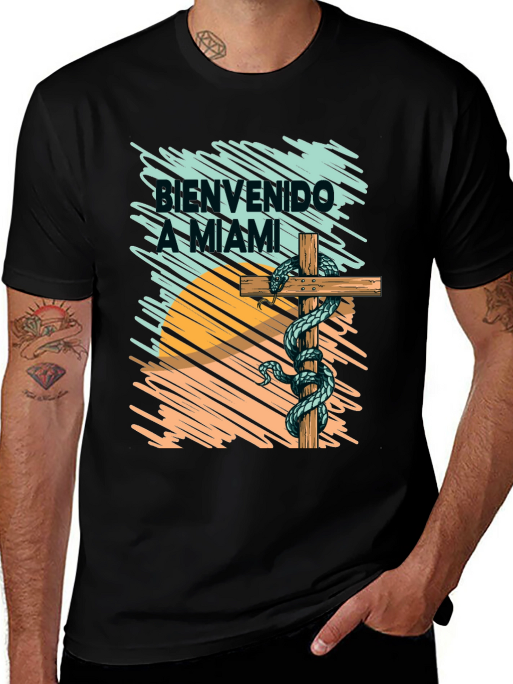 Bienvenido a Miami T-Shirt Snake Graphic Tee