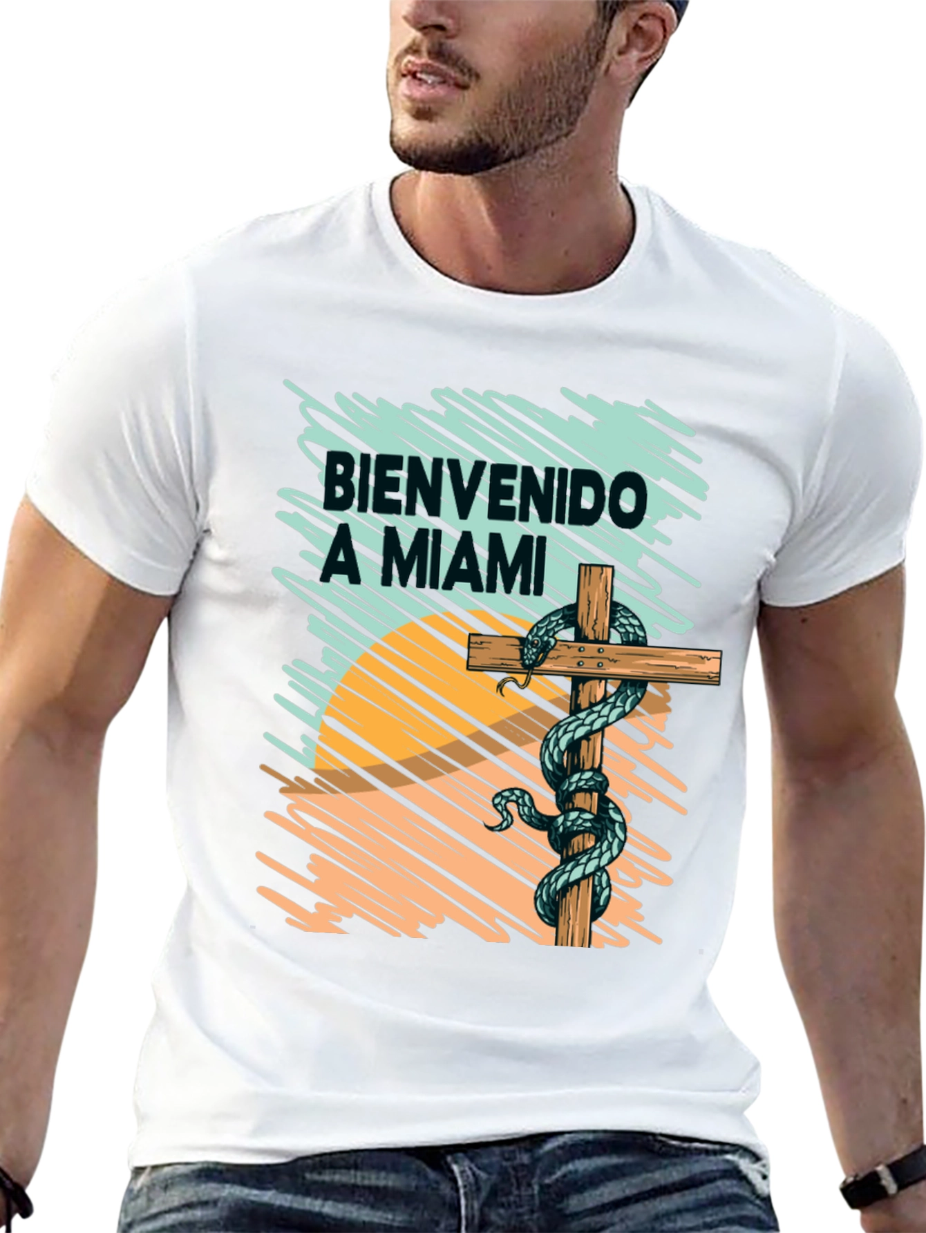 Bienvenido a Miami T-Shirt Snake Graphic Tee