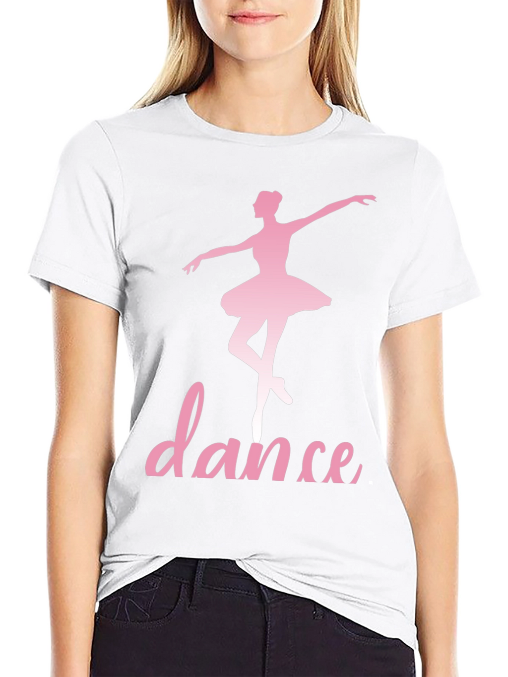 Dance Ballerina T-Shirt - Pink Design on Black