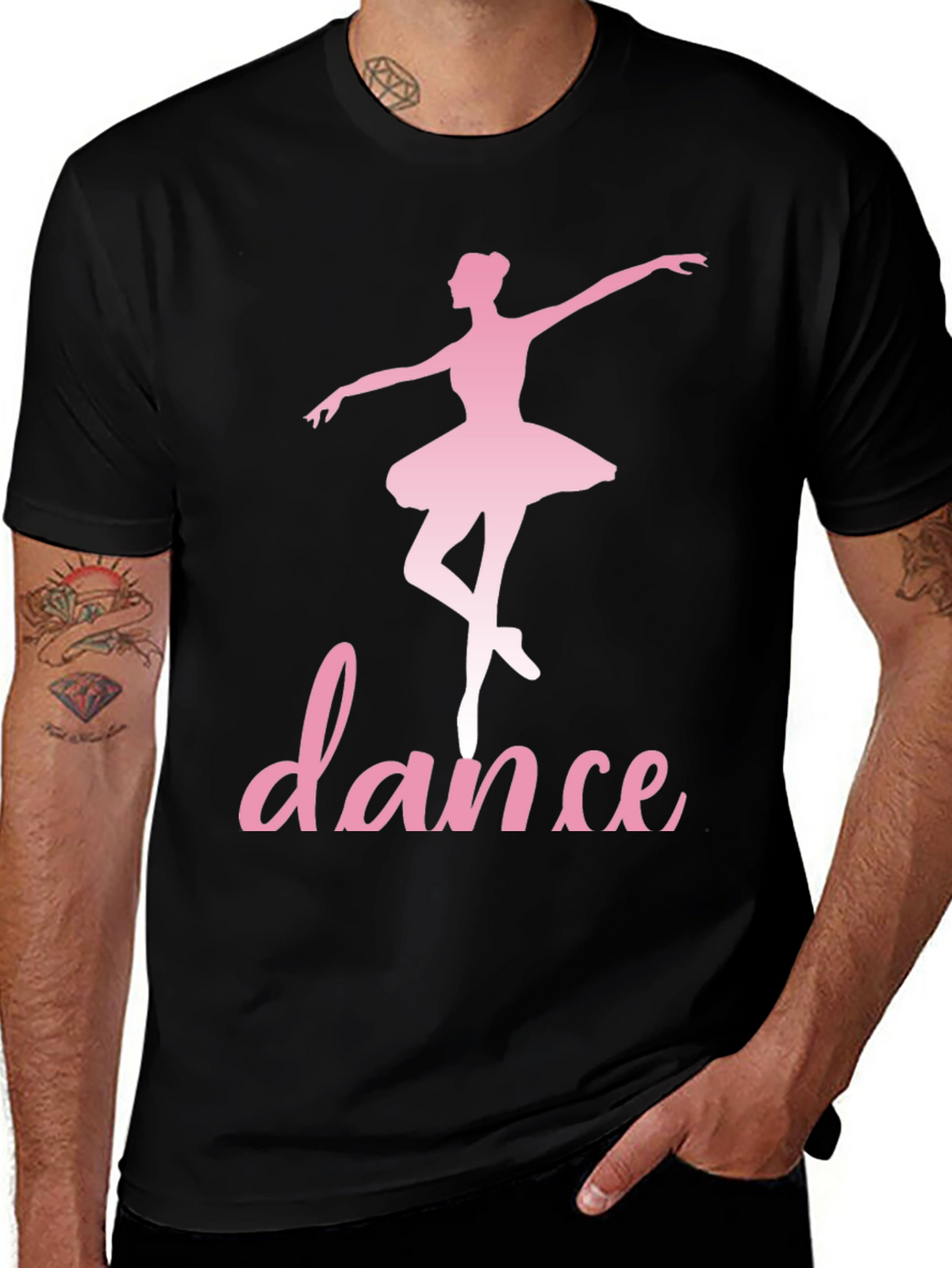 Dance Ballerina T-Shirt - Pink Design on Black