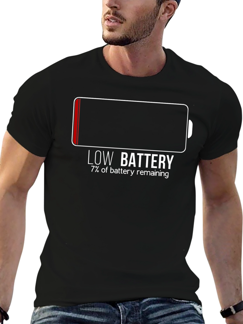 Low Battery Funny Graphic T-Shirt