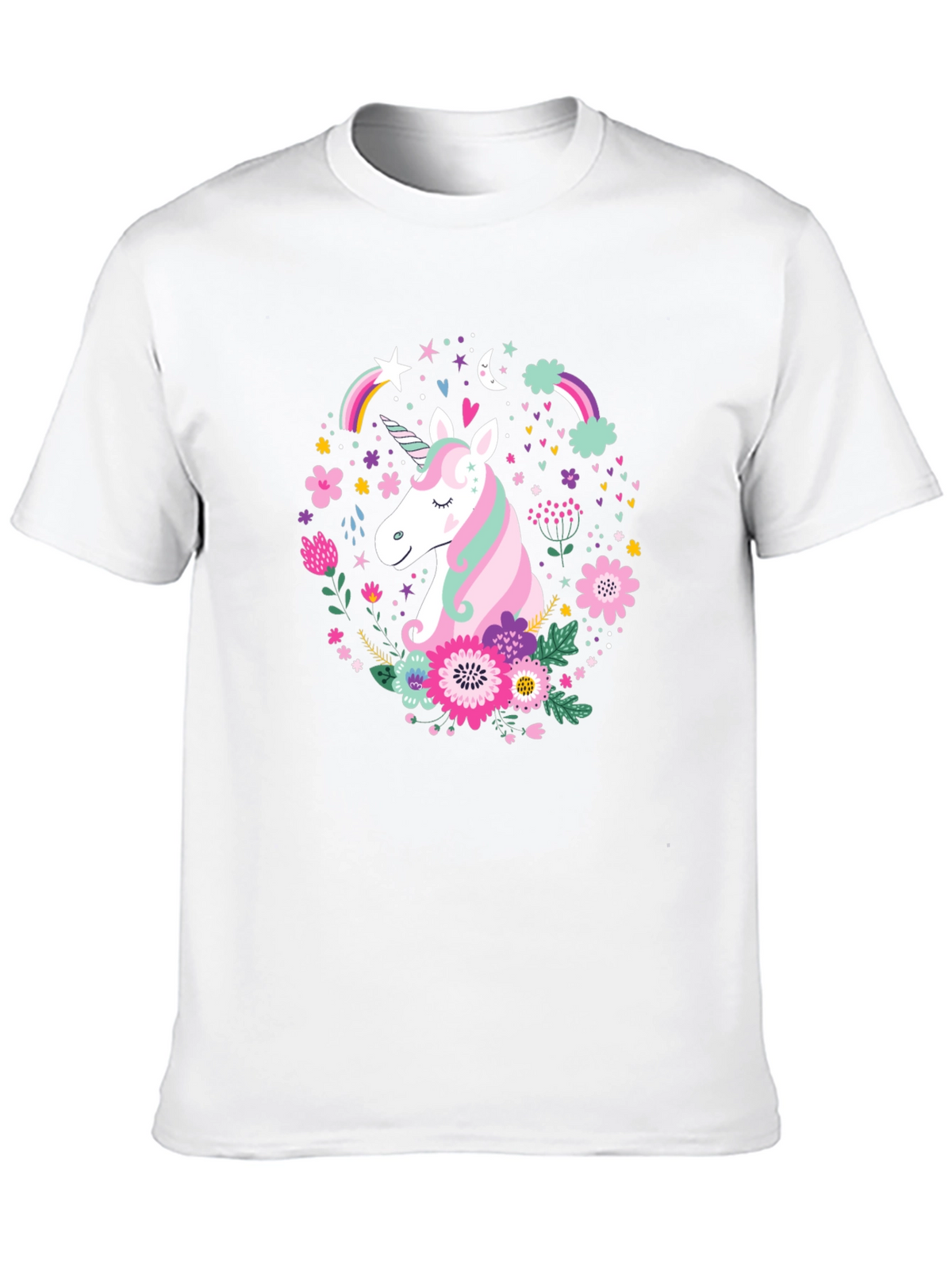 Unicorn Floral Graphic Black T-Shirt