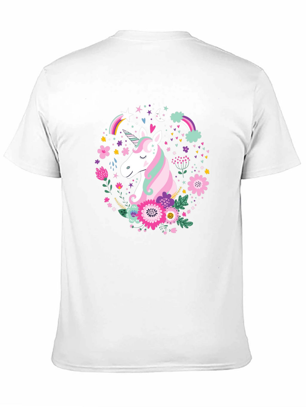 Unicorn Floral Graphic Black T-Shirt