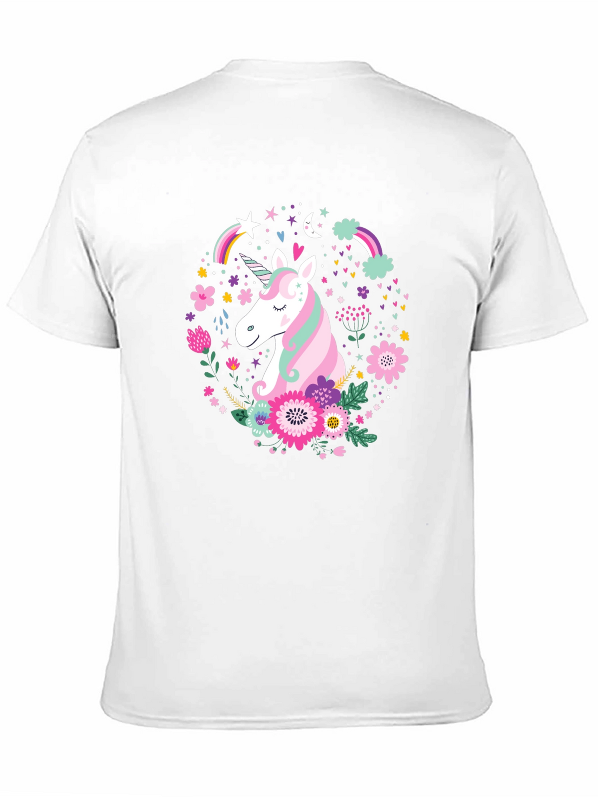 Unicorn Floral Graphic Black T-Shirt