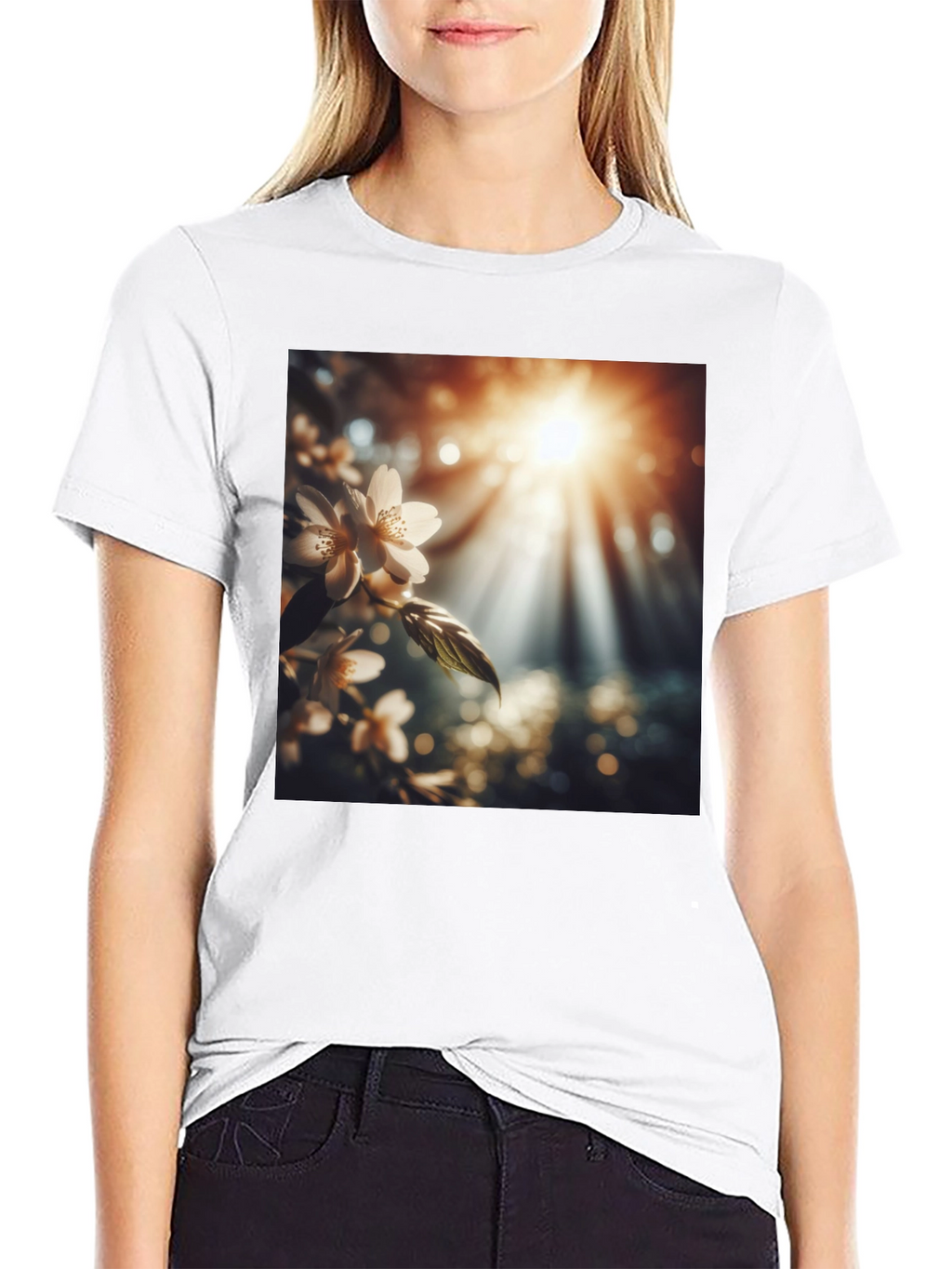 Nature Blossom T-Shirt - Black Cotton Tee