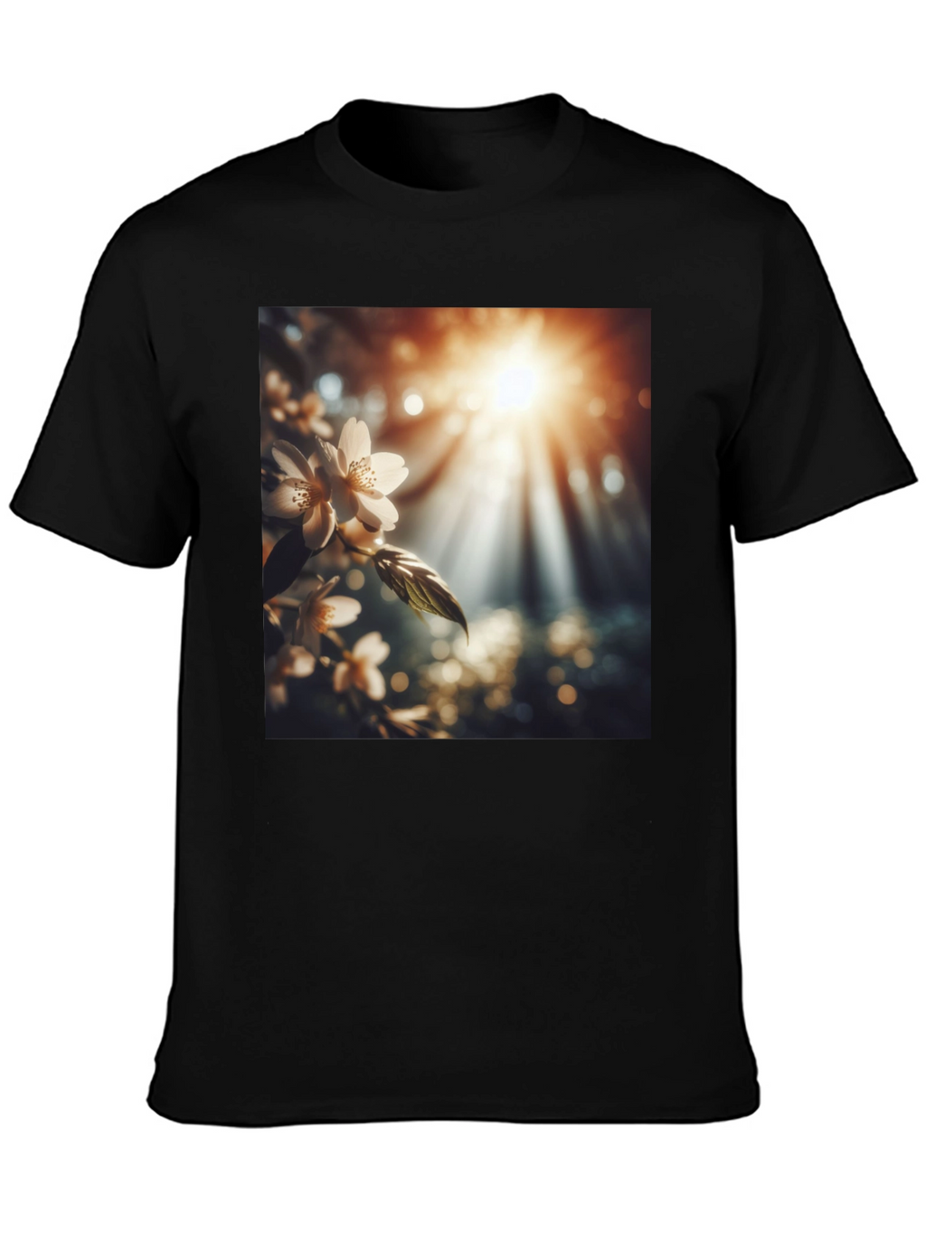 Nature Blossom T-Shirt - Black Cotton Tee