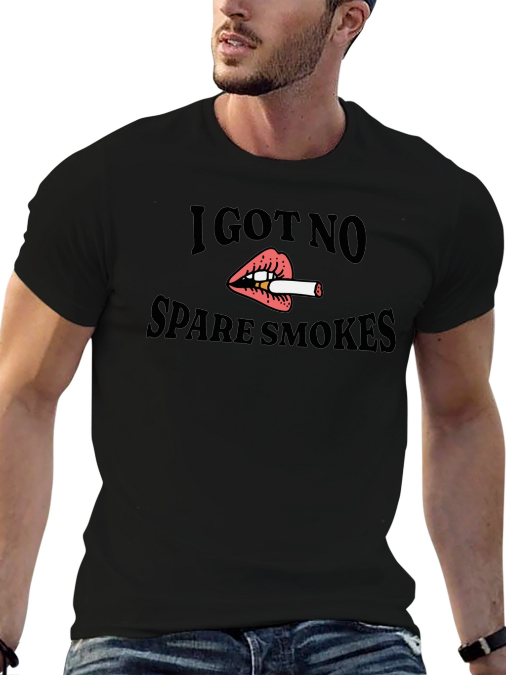 I Got No Spare Smokes Black T-Shirt