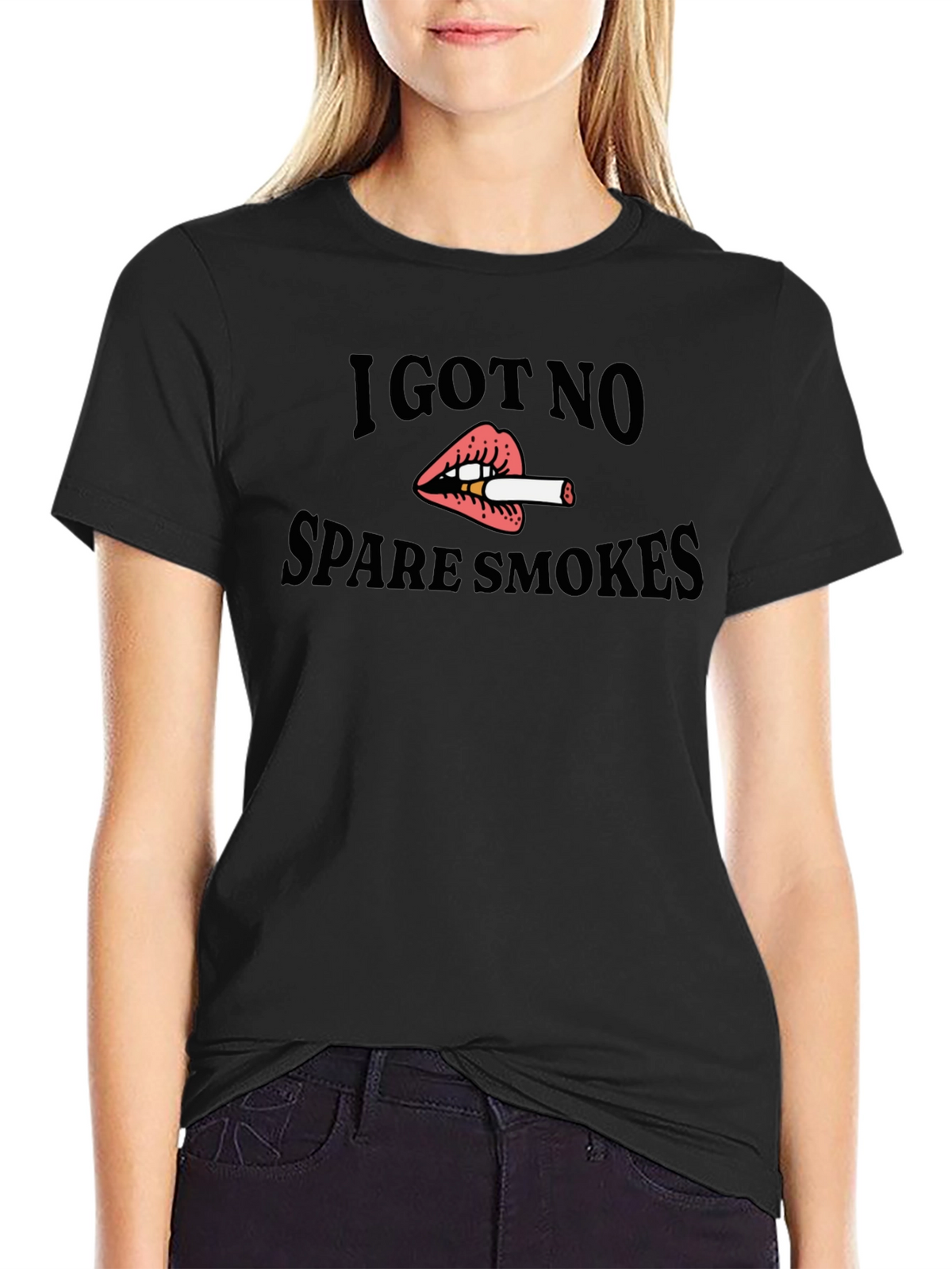 I Got No Spare Smokes Black T-Shirt