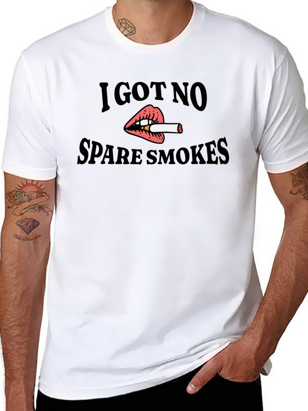 I Got No Spare Smokes Black T-Shirt