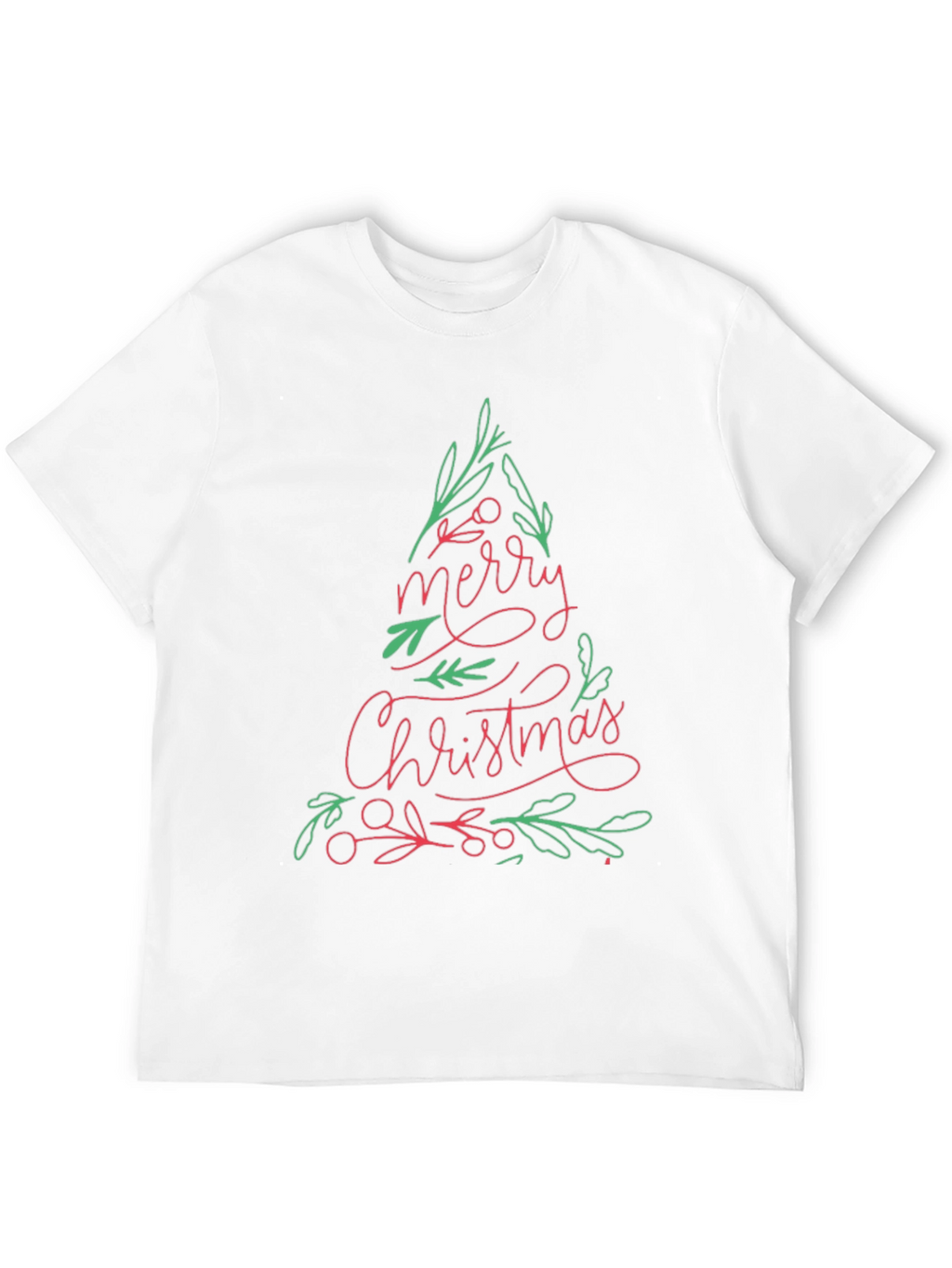 Merry Christmas Tree Graphic Tee - Black