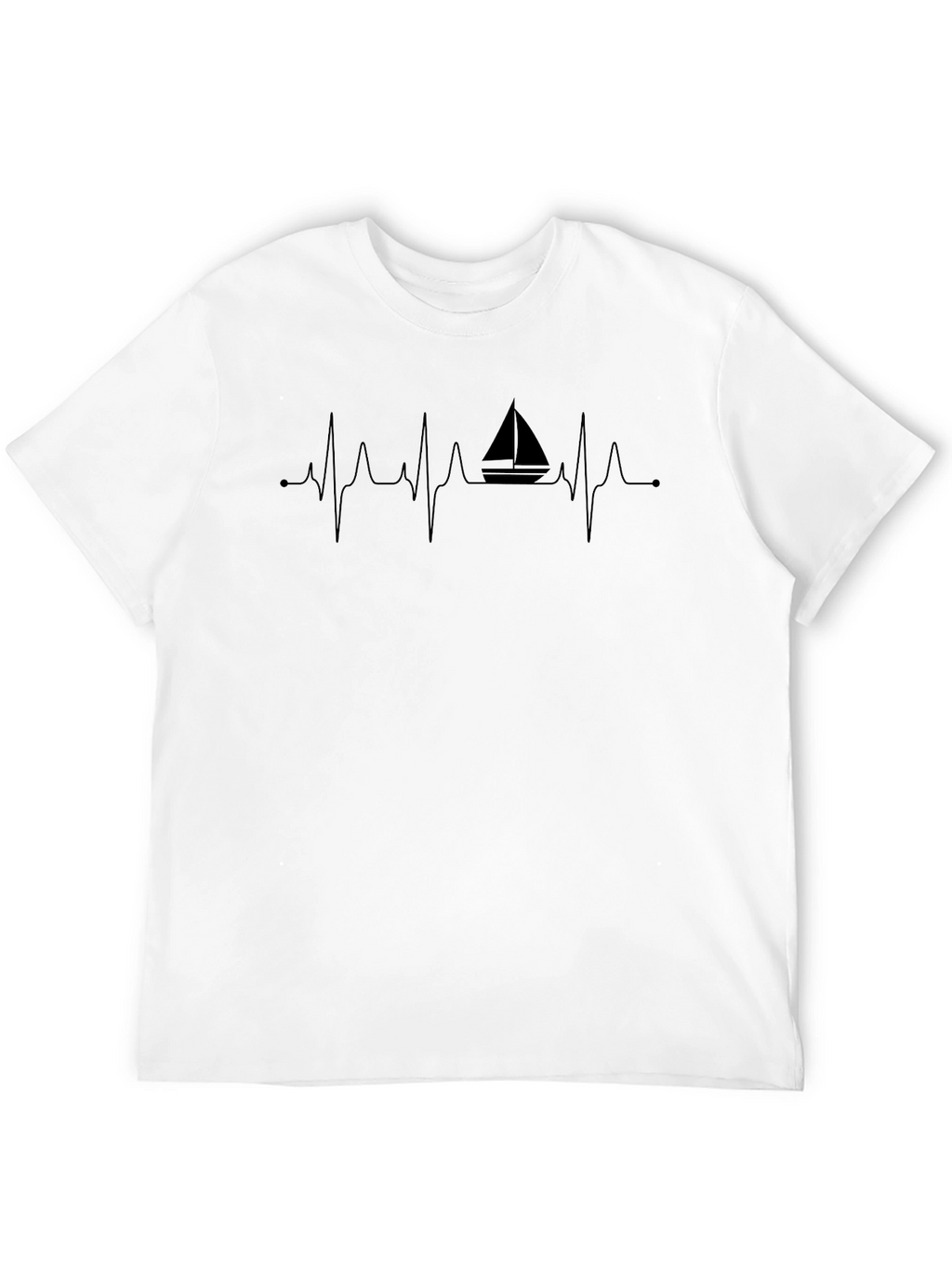 Sailboat Heartbeat Mens Black T-Shirt