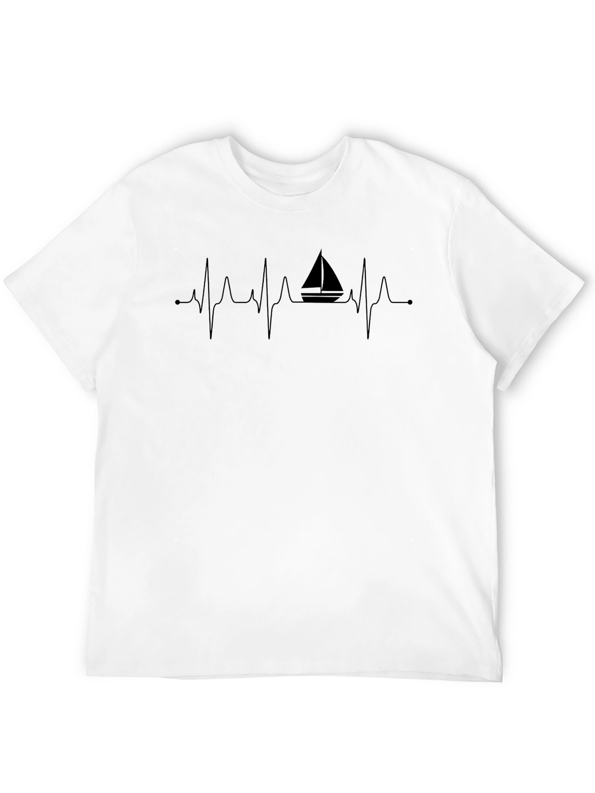 Sailboat Heartbeat Mens Black T-Shirt