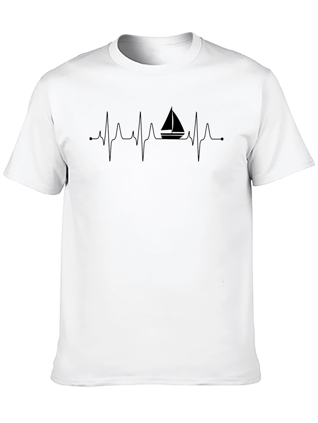 Sailboat Heartbeat Mens Black T-Shirt