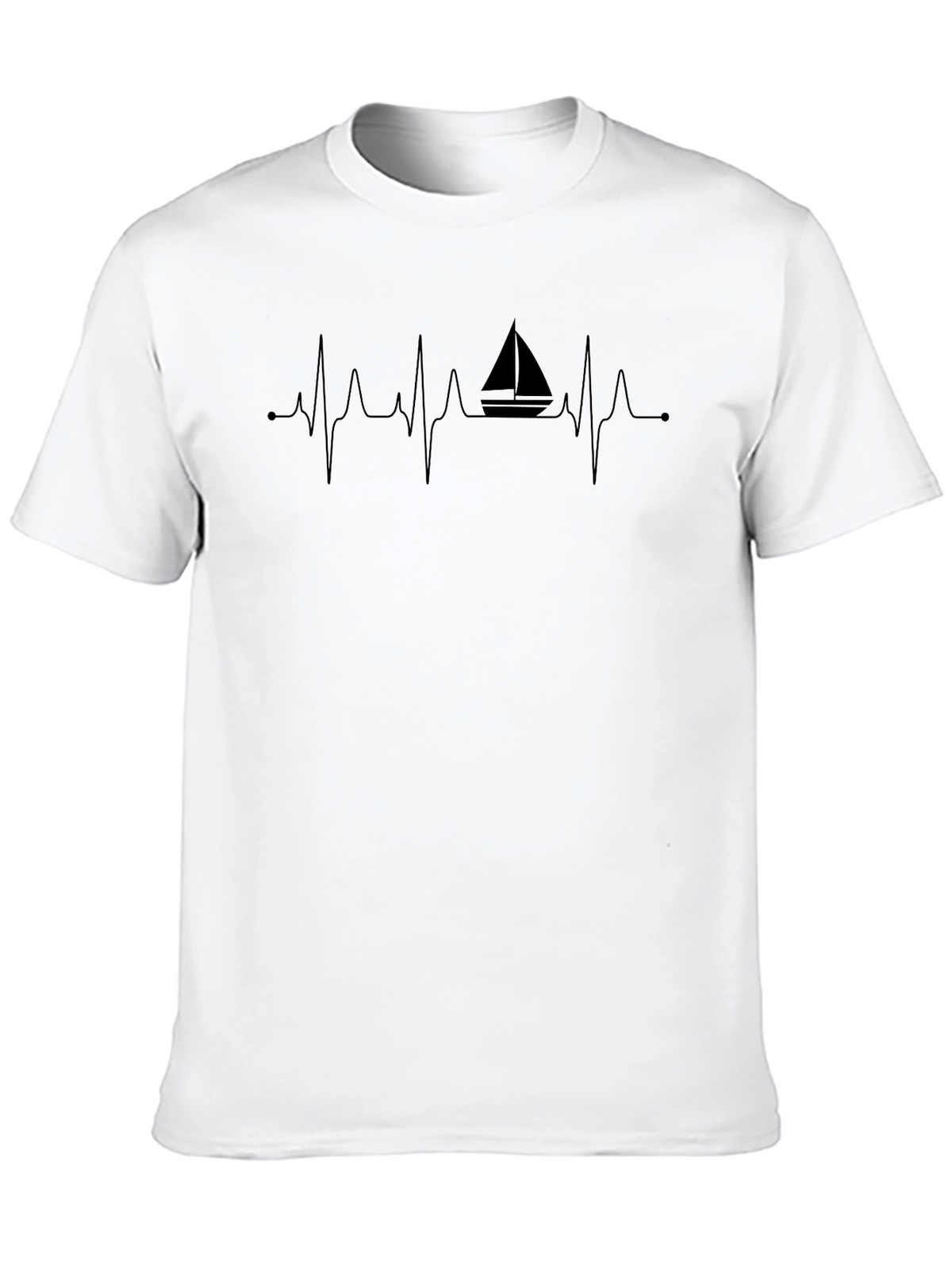 Sailboat Heartbeat Mens Black T-Shirt