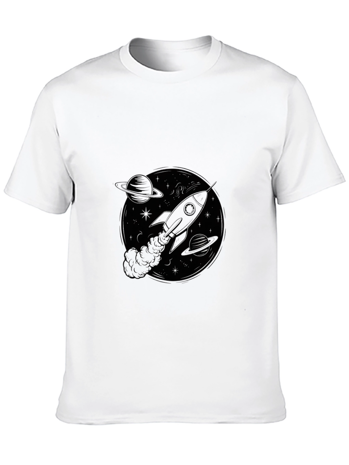 Rocket in Space Black T-Shirt
