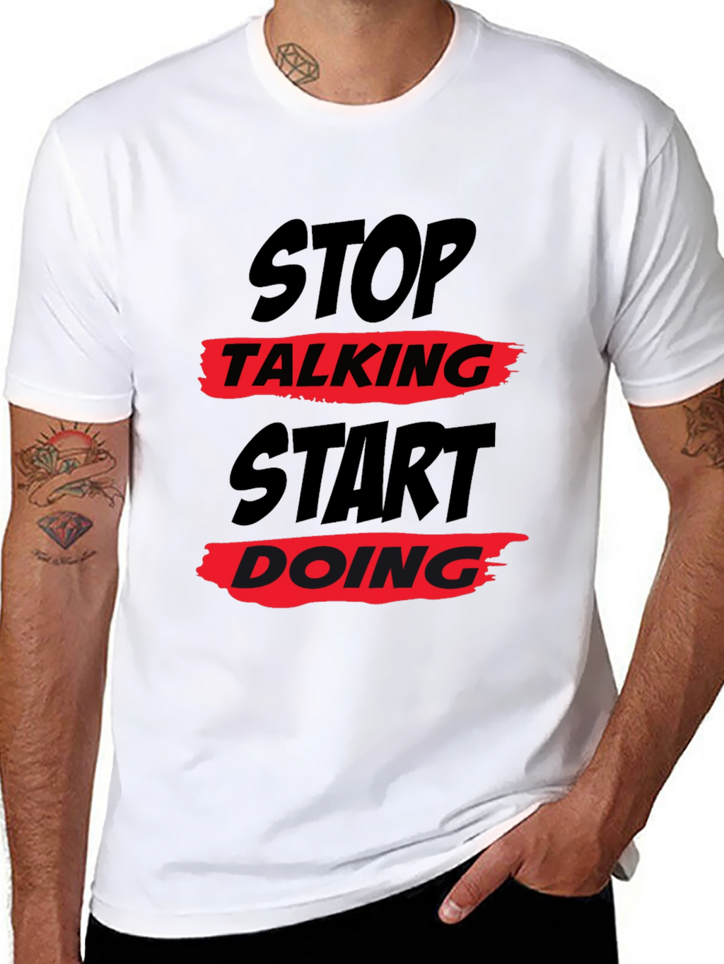 Stop Talking Start Doing Graphic Tee - Black