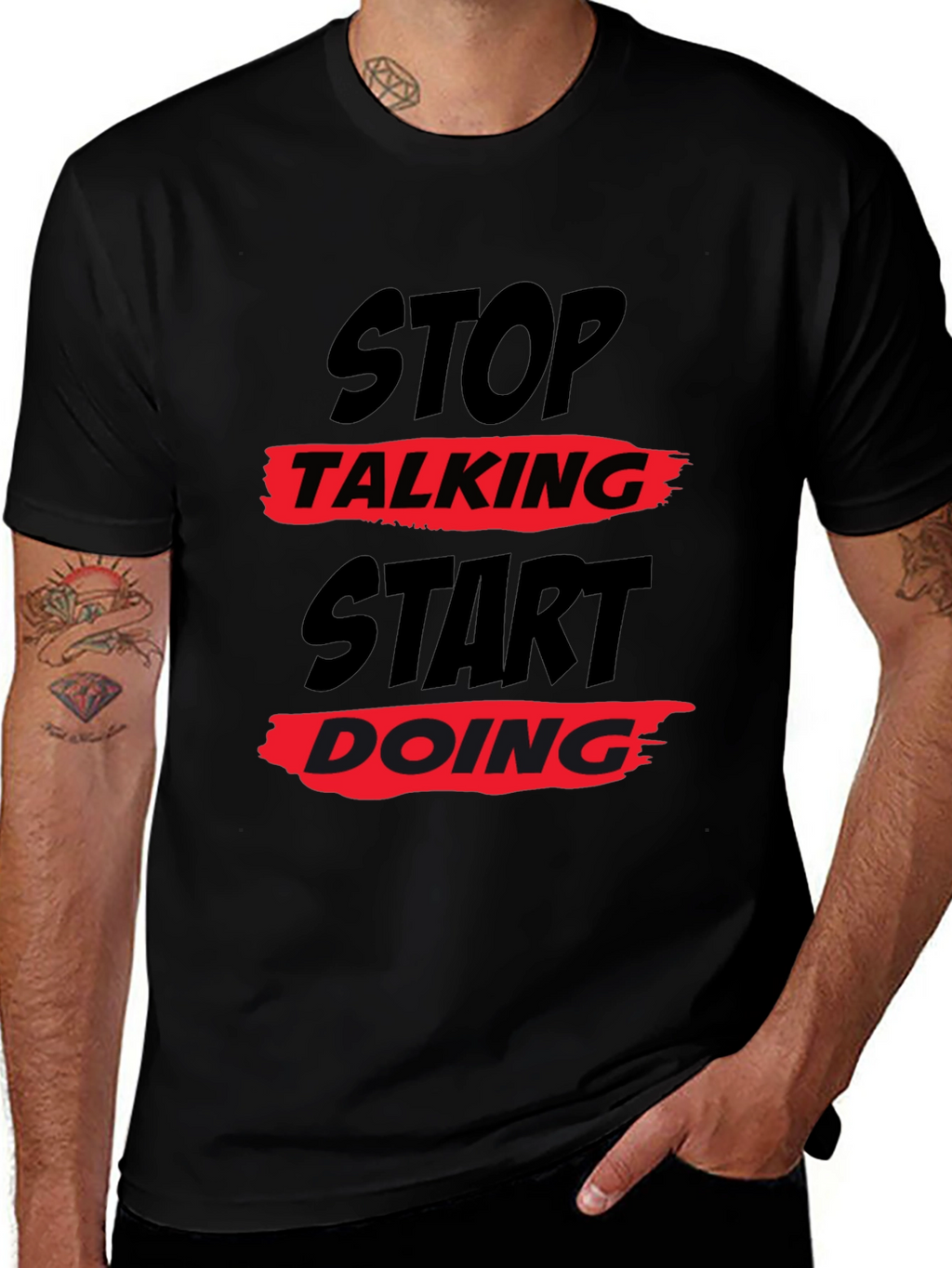 Stop Talking Start Doing Graphic Tee - Black