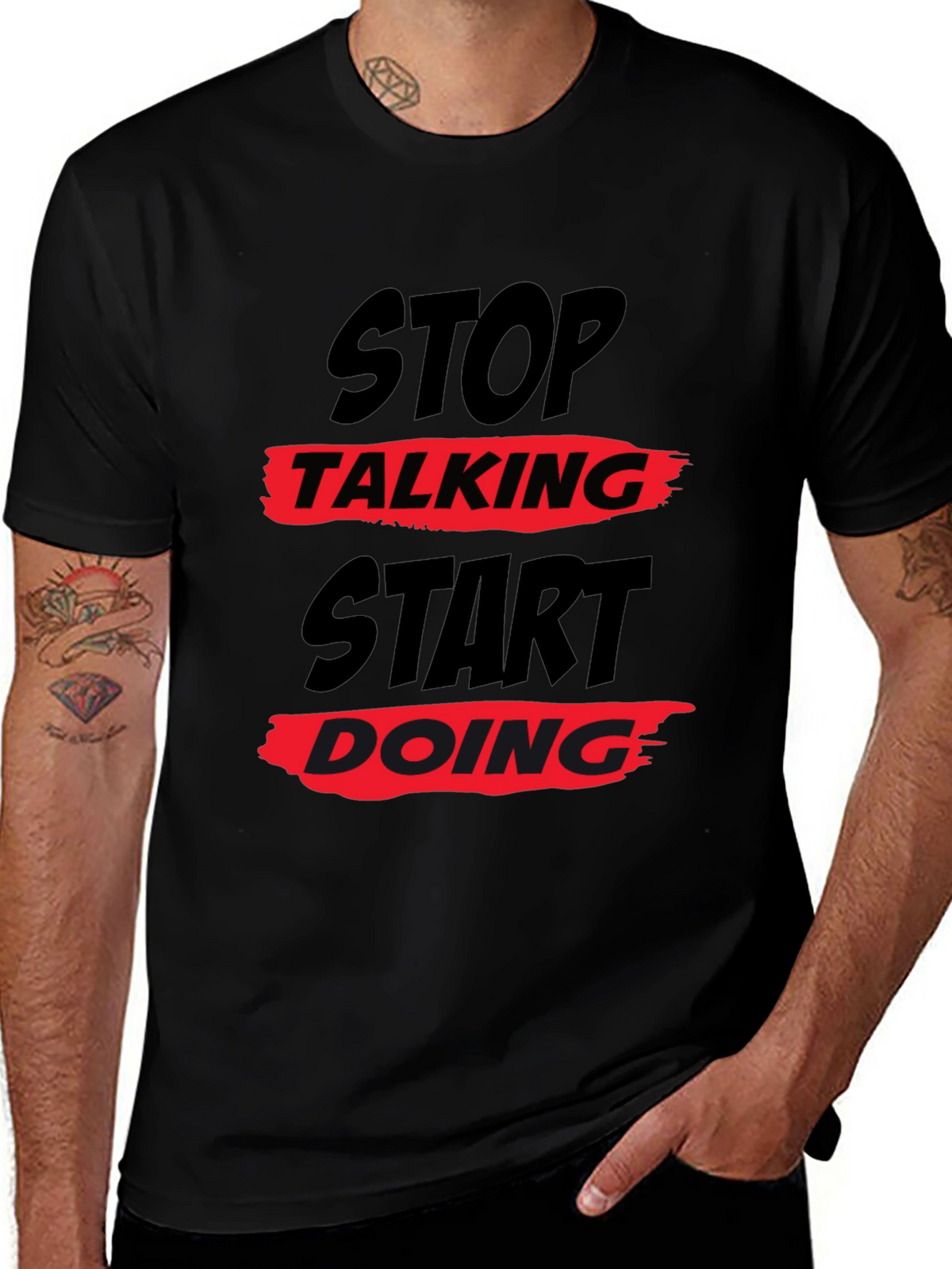 Stop Talking Start Doing Graphic Tee - Black