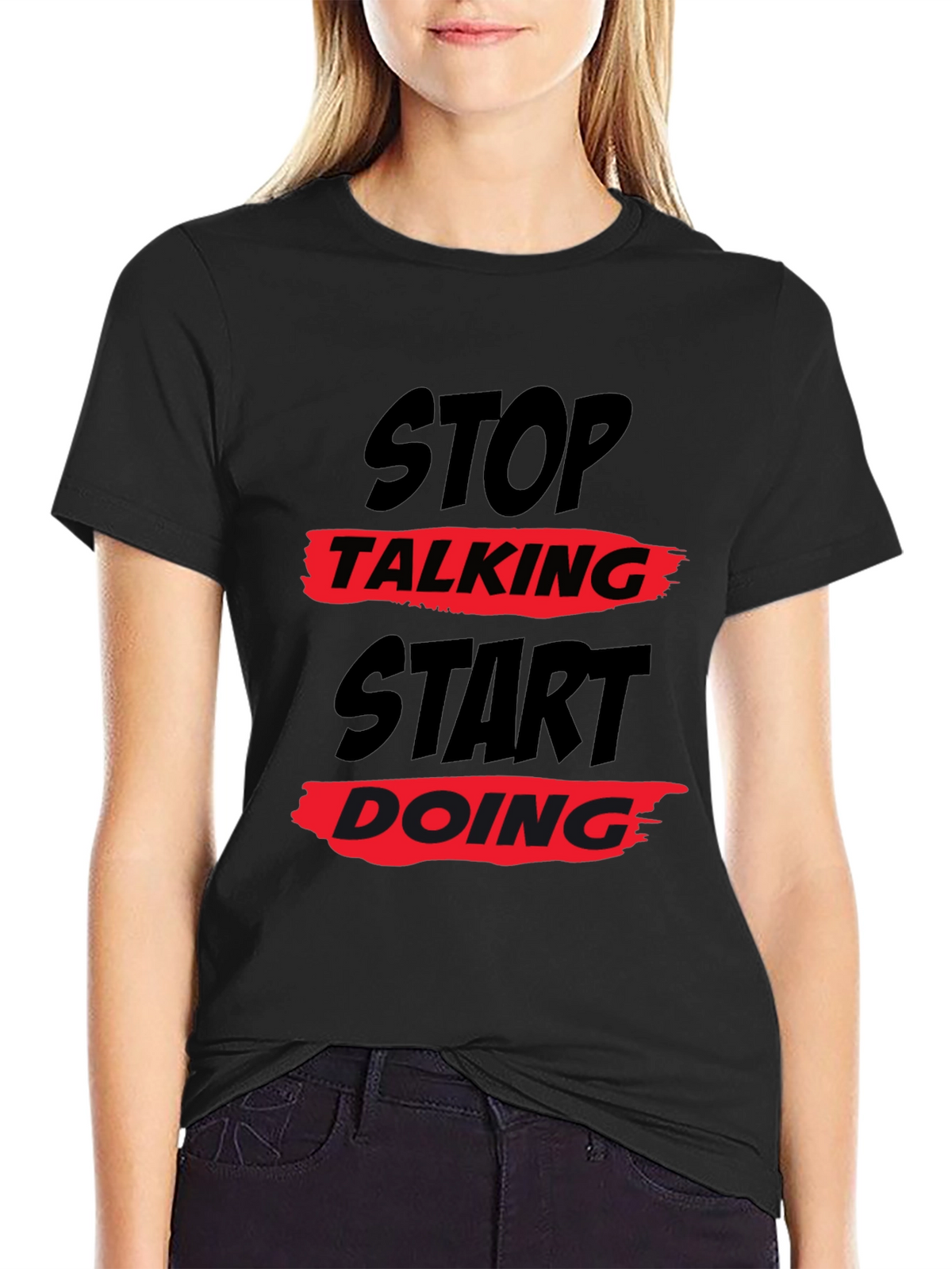 Stop Talking Start Doing Graphic Tee - Black