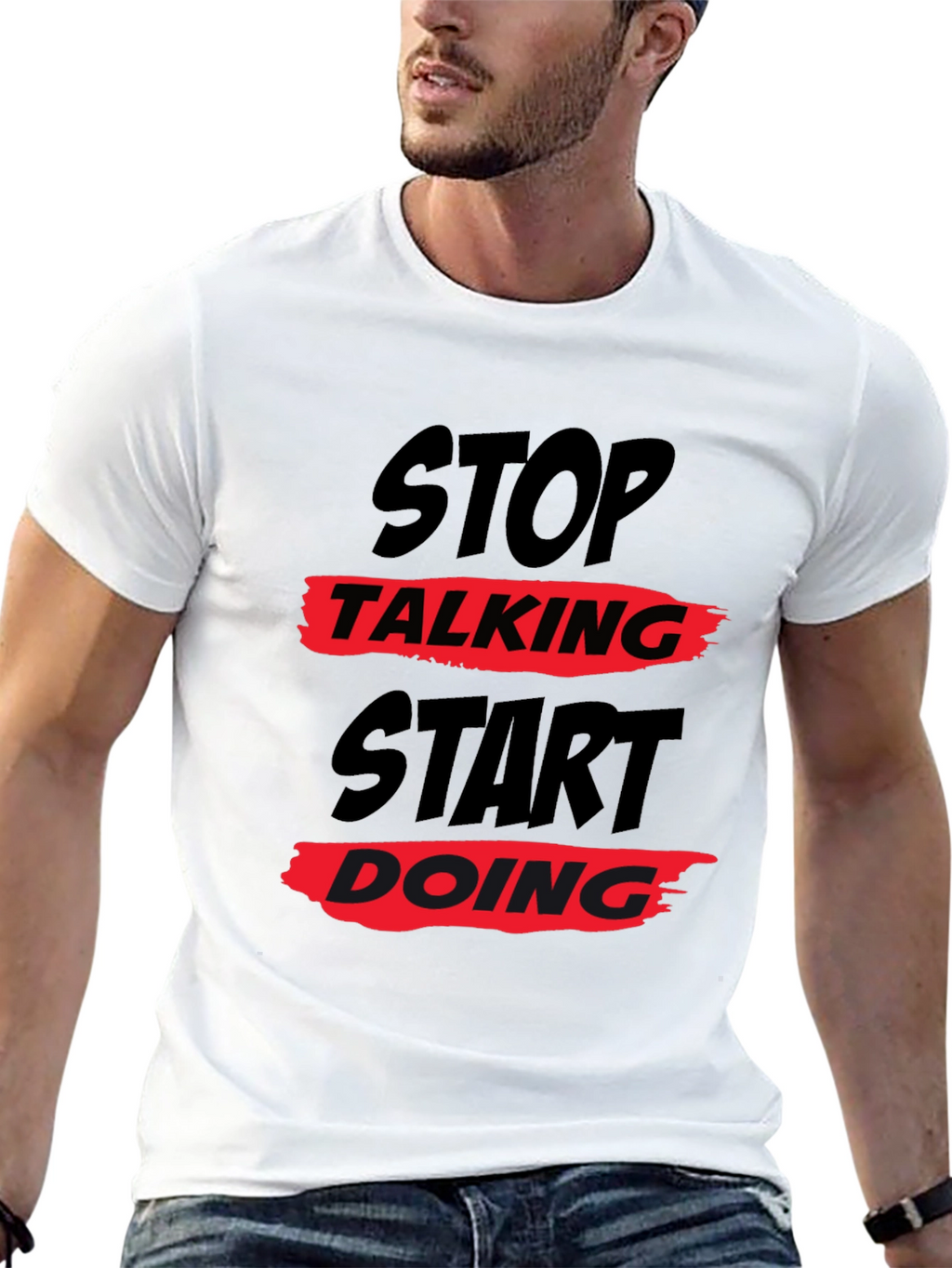 Stop Talking Start Doing Graphic Tee - Black