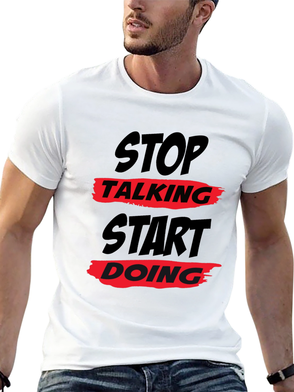 Stop Talking Start Doing Graphic Tee - Black